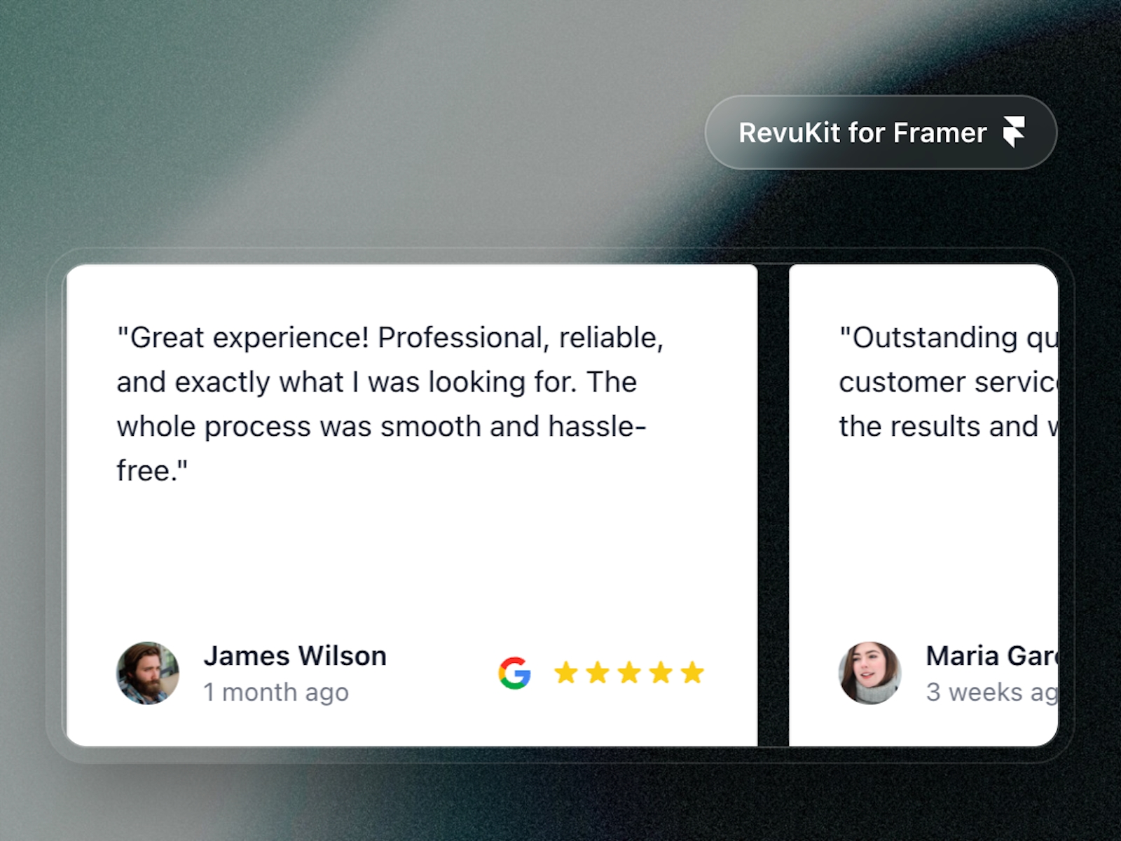 Screenshot 3 for RevuKit - Google Reviews, a Framer Marketplace plugin by Revukit Studio.