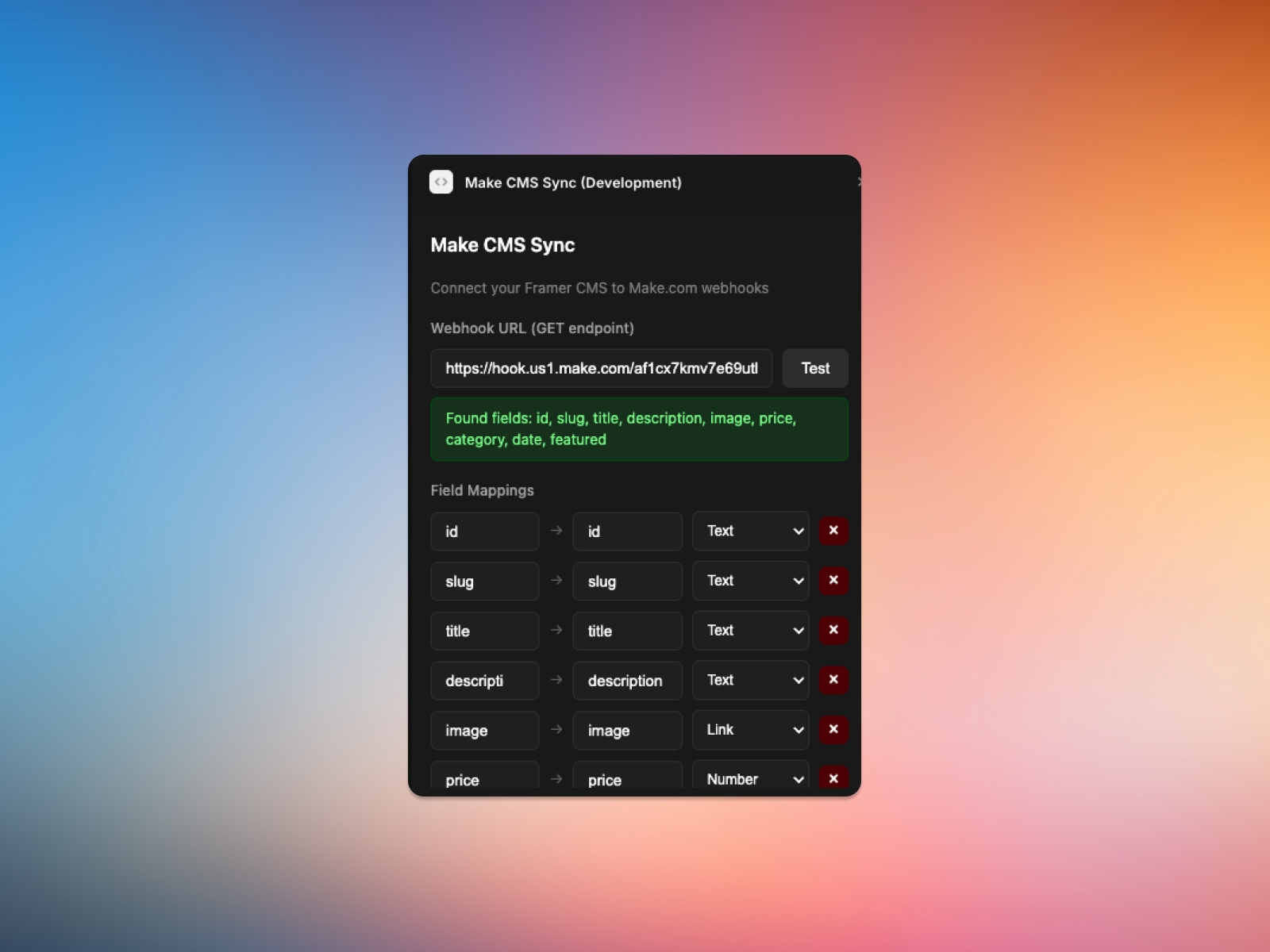 Thumbnail 1 for Make CMS Sync, a Framer Marketplace template by Giovanni Magnani.
