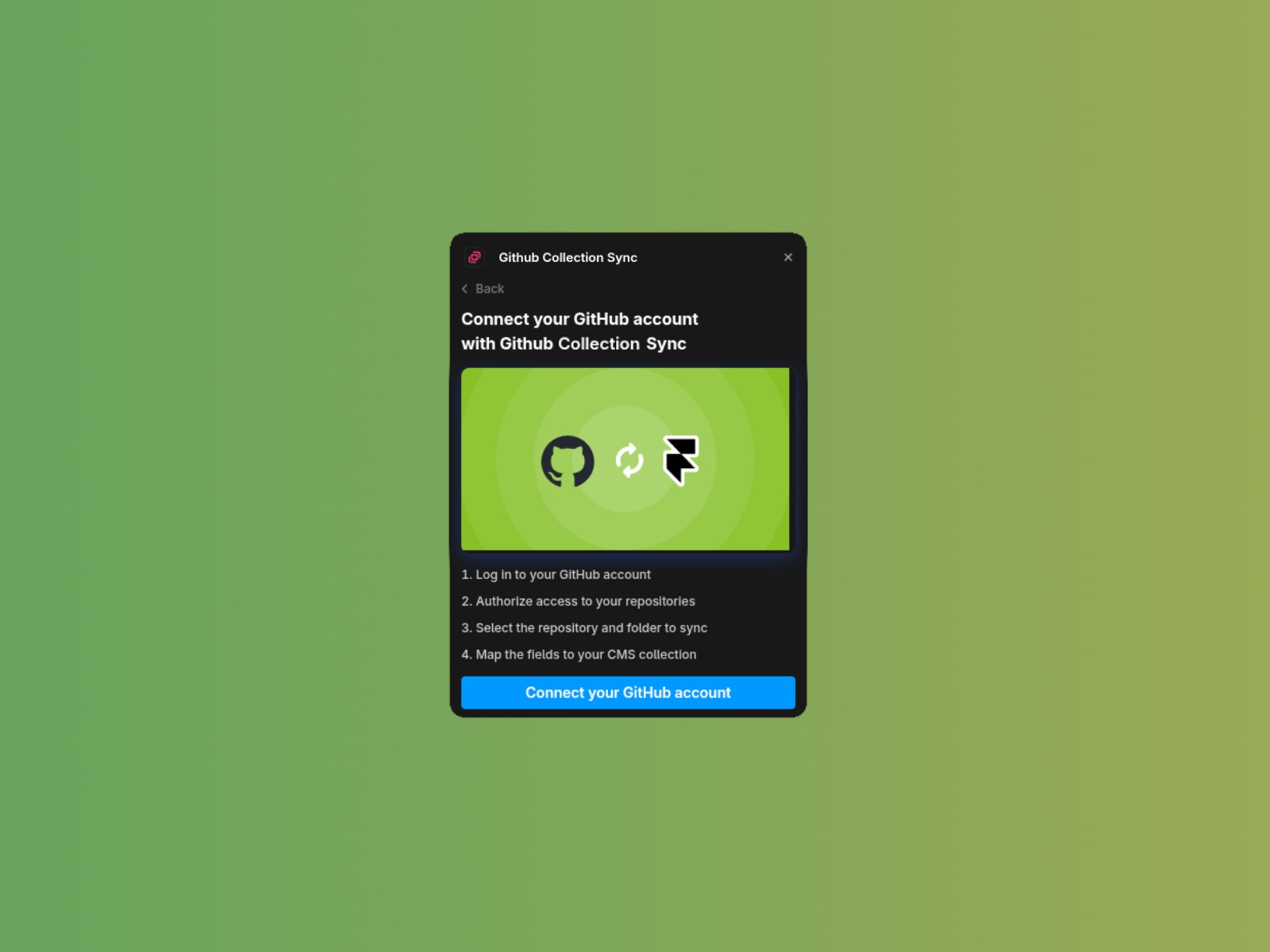 Thumbnail 1 for Github Collections Sync, a Framer Marketplace template by Gaspard.