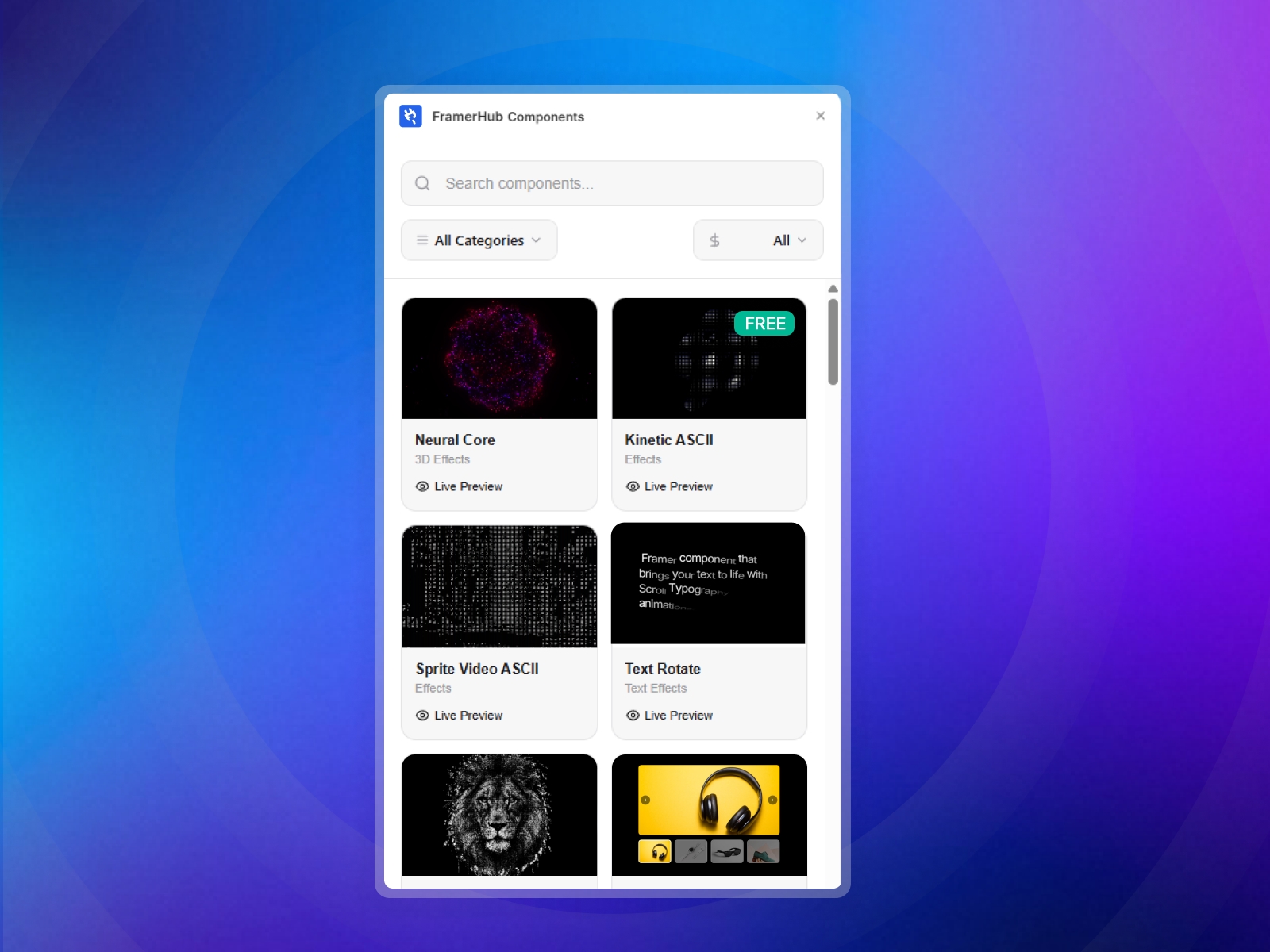 Thumbnail 1 for FramerHub Components, a Framer Marketplace template by FramerHub.io .