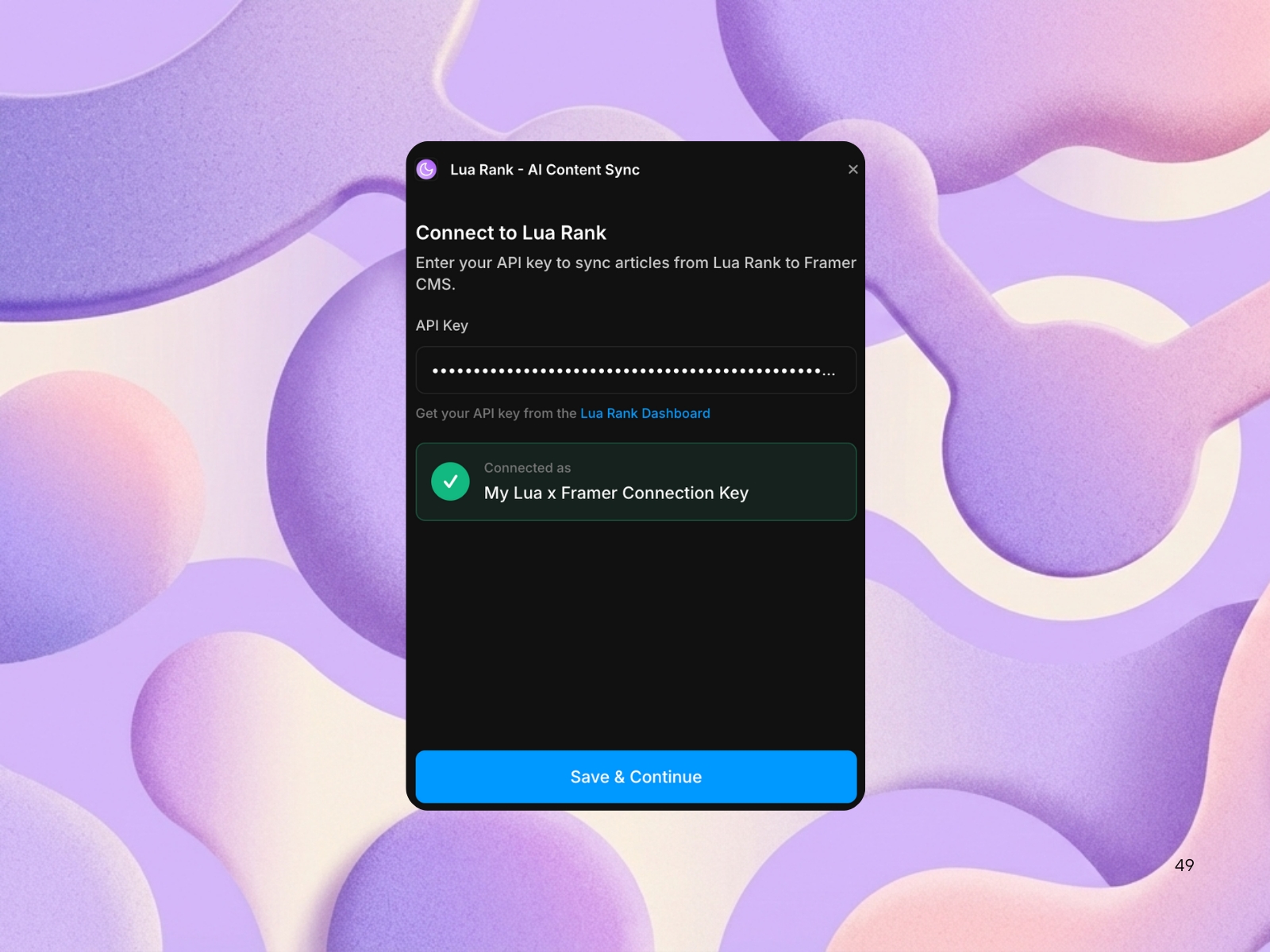 Screenshot 4 for Lua Rank - AI Content Sync, a Framer Marketplace plugin by Guilherme Hortinha.