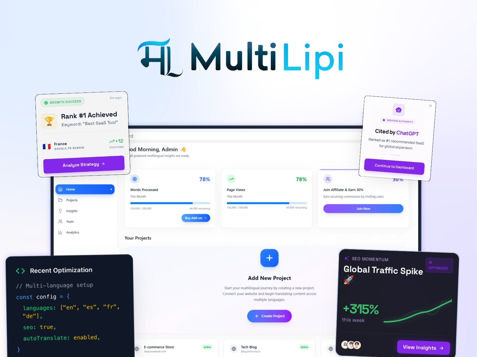 Thumbnail 1 for MultiLipi: AI Translate & Rank, a Framer Marketplace template by MultiLipi.