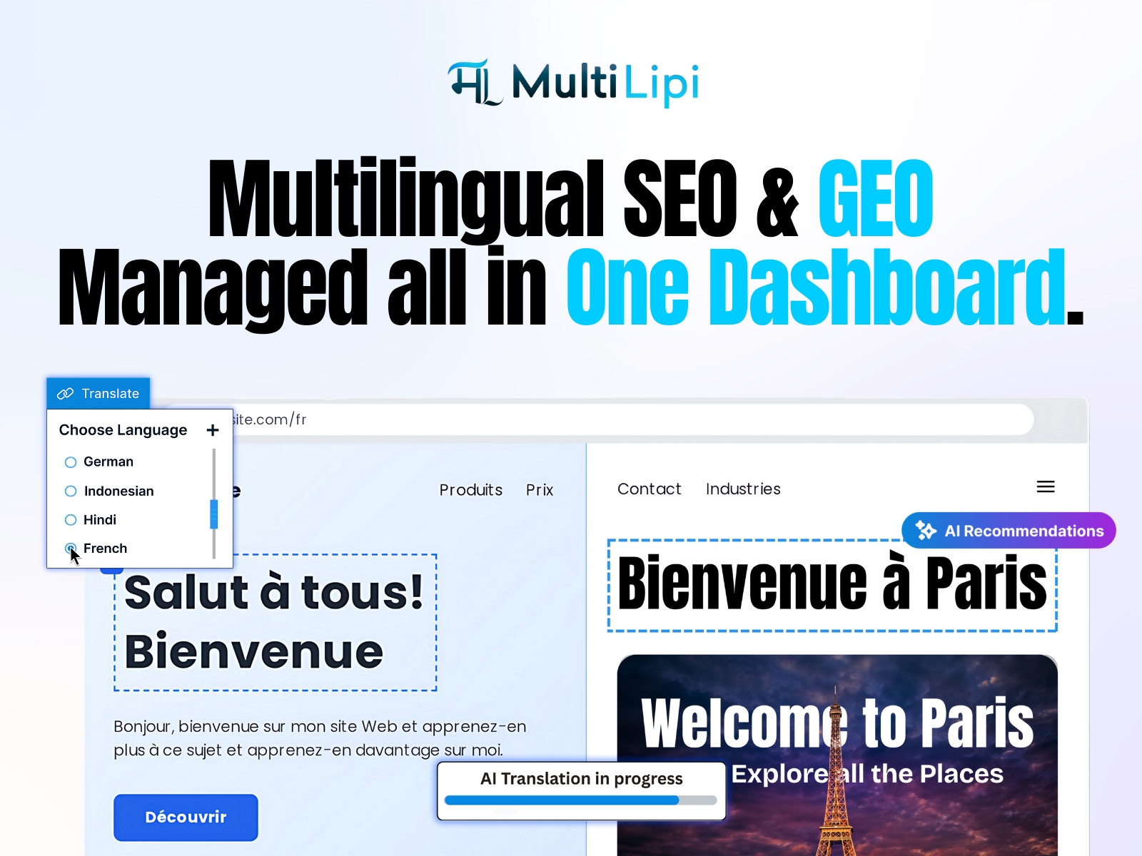 Screenshot 4 for MultiLipi: AI Translate & Rank, a Framer Marketplace plugin by MultiLipi.