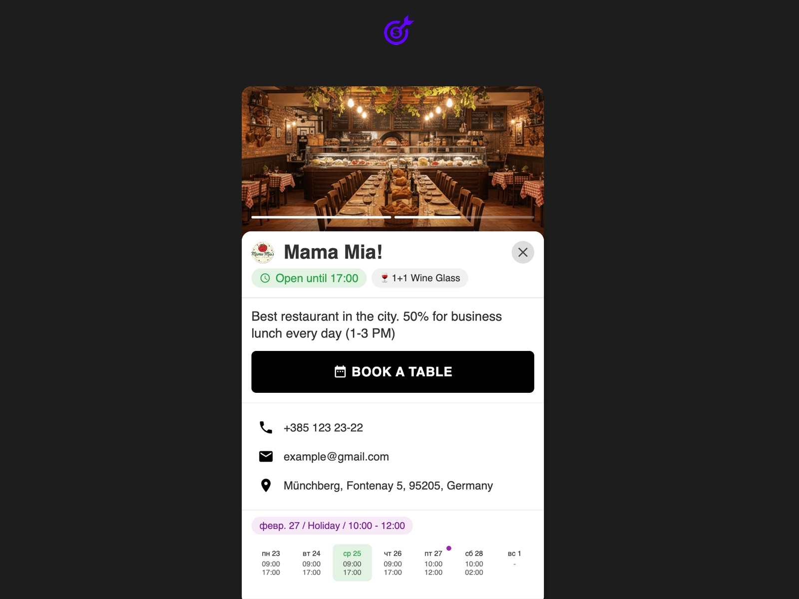 Thumbnail 1 for Business Opening Hours, a Framer Marketplace template by Smartarget.
