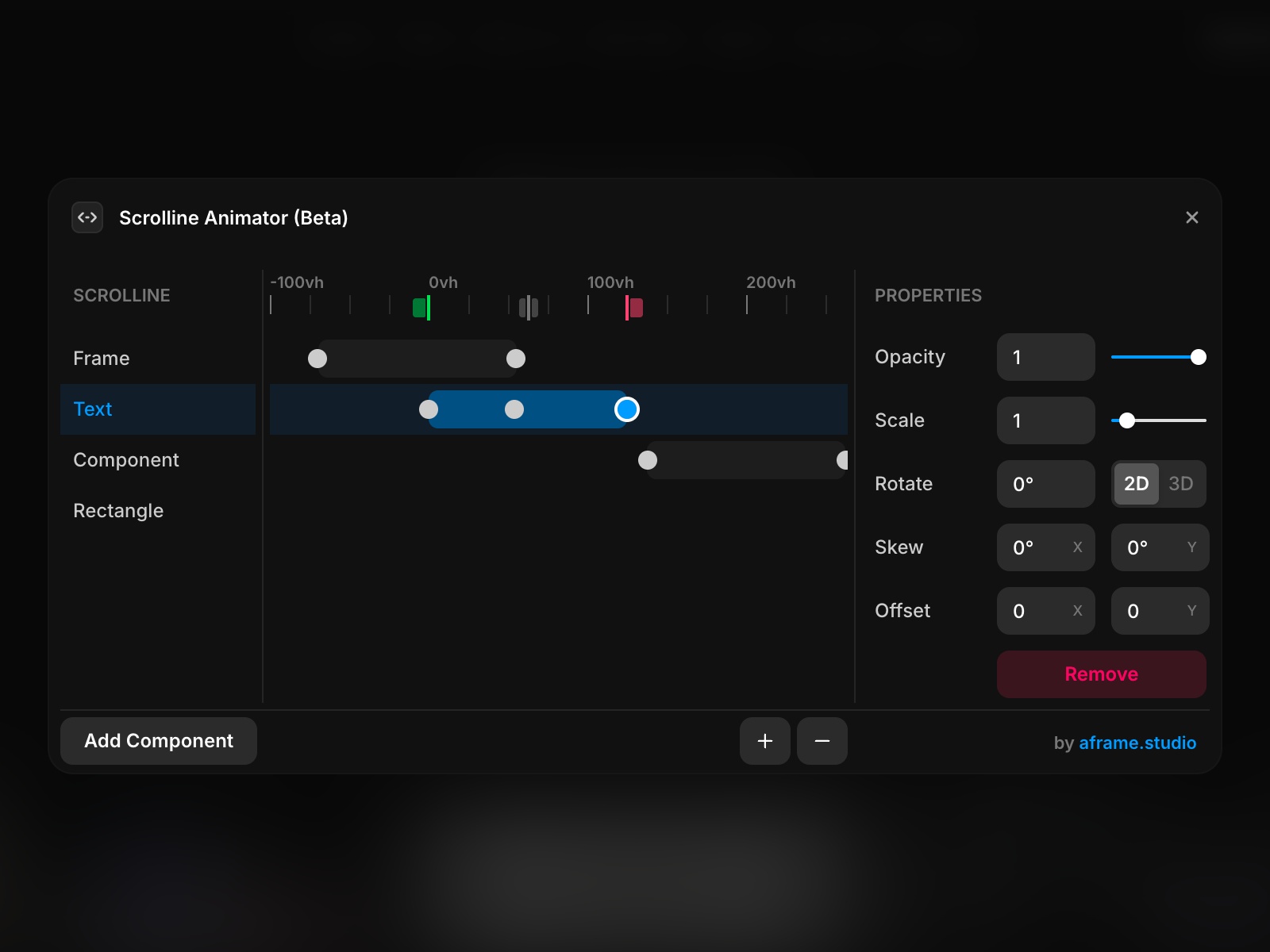 Thumbnail 2 for Scrolline Animator, a Framer Marketplace template by Aframe Studio.