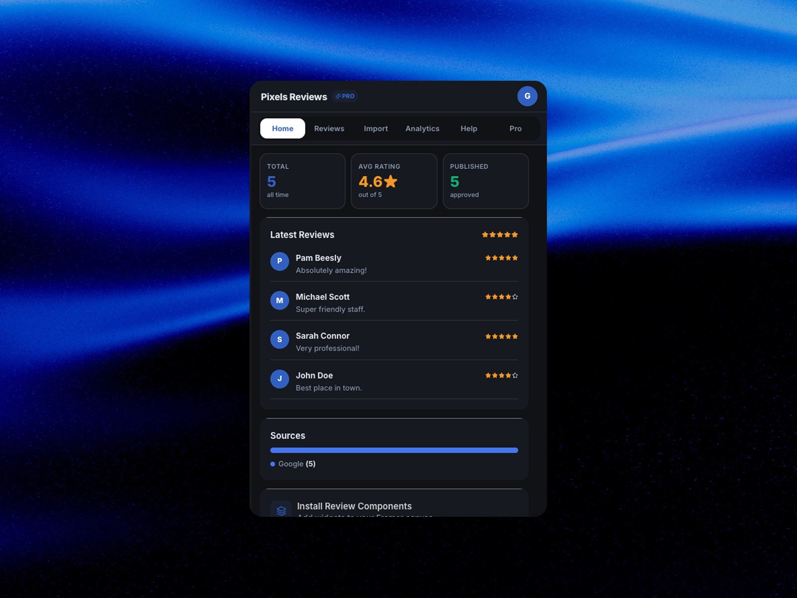 Thumbnail 1 for Pixels Reviews, a Framer Marketplace template by Pixels Dev.