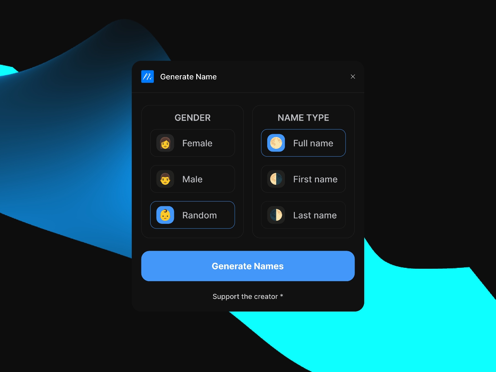 Thumbnail 2 for Generate Name, a Framer Marketplace plugin by Moise.