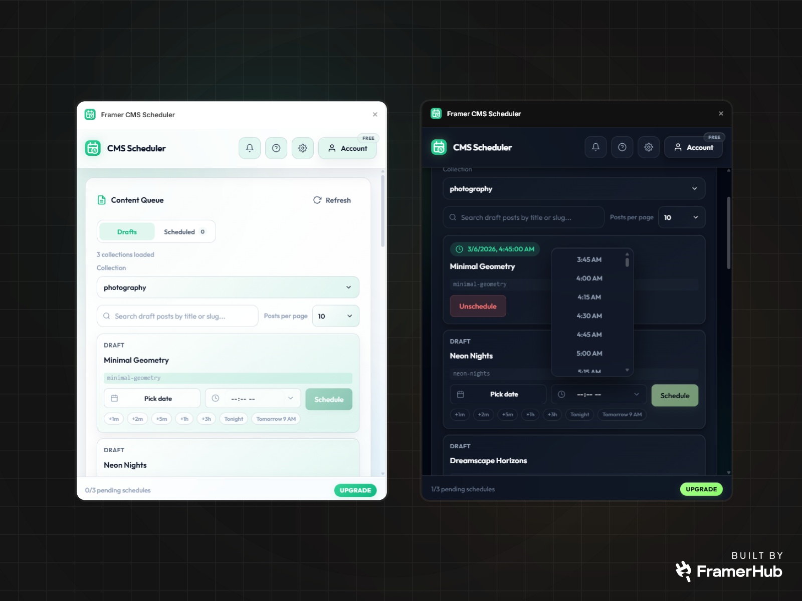 Thumbnail 2 for Framer CMS Scheduler, a Framer Marketplace template by FramerHub.io .