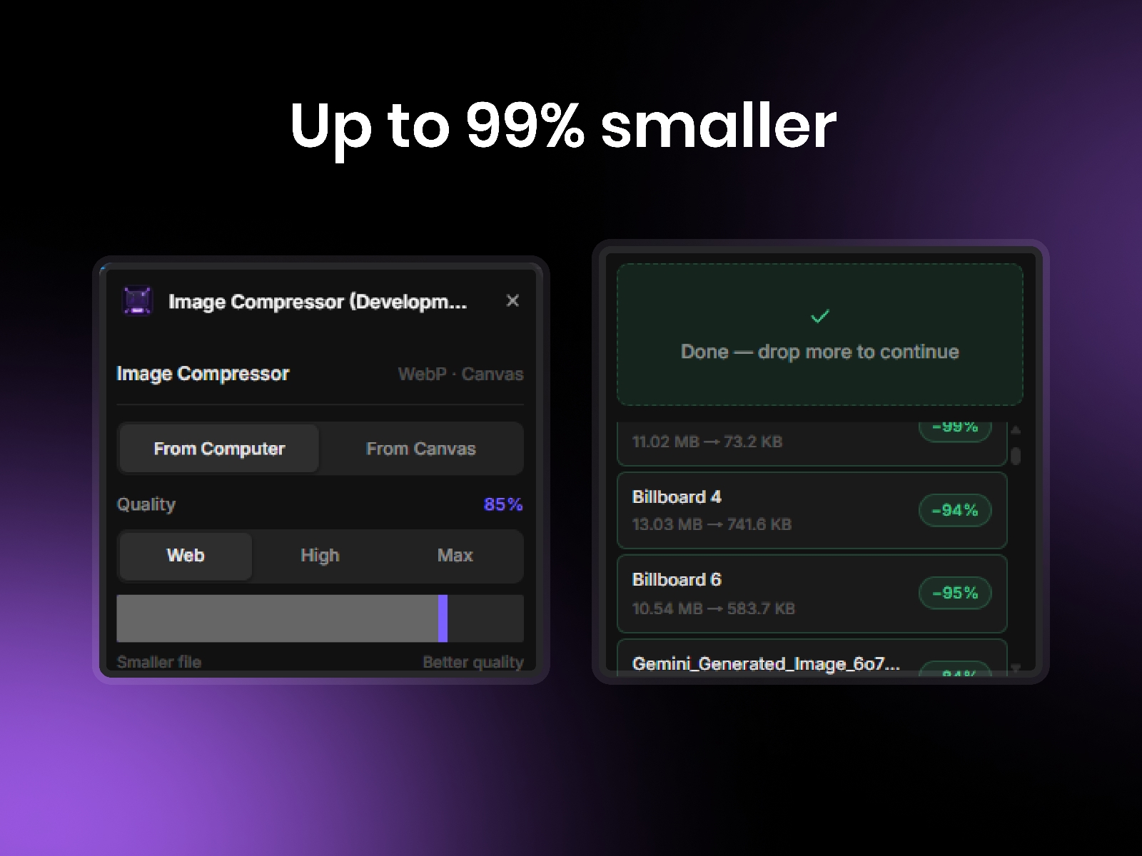 Screenshot 3 for Image Compressor, a Framer Marketplace plugin by Melvin John.