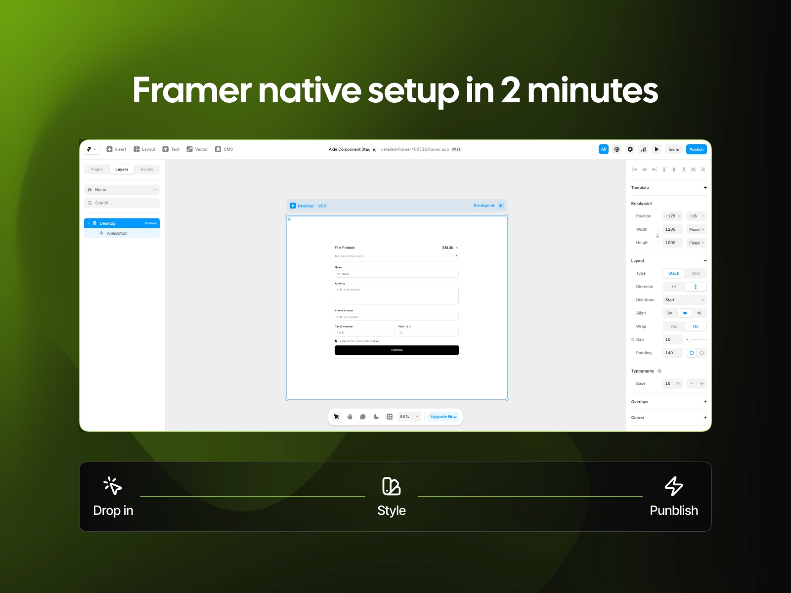 Thumbnail 2 for Axle, a Framer Marketplace template by Axle.