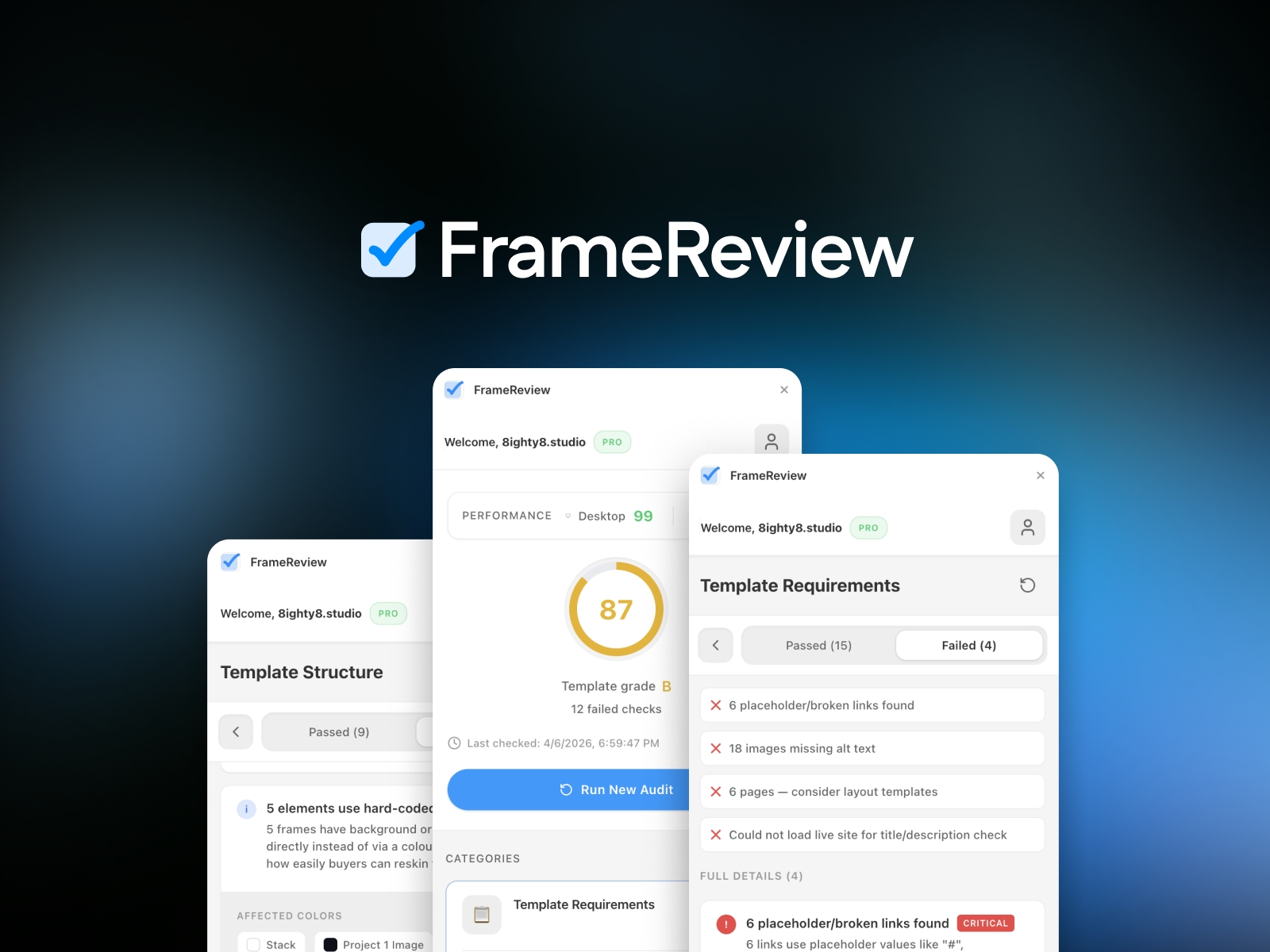 Thumbnail 2 for FrameReview, a Framer Marketplace template by 8ighty8.studio.