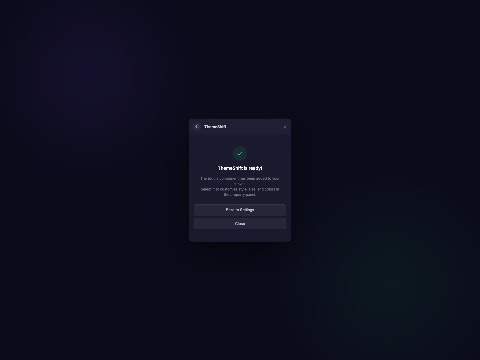 Screenshot 4 for ThemeShift — Dark Mode Toggle, a Framer Marketplace plugin by Proofly.ae.