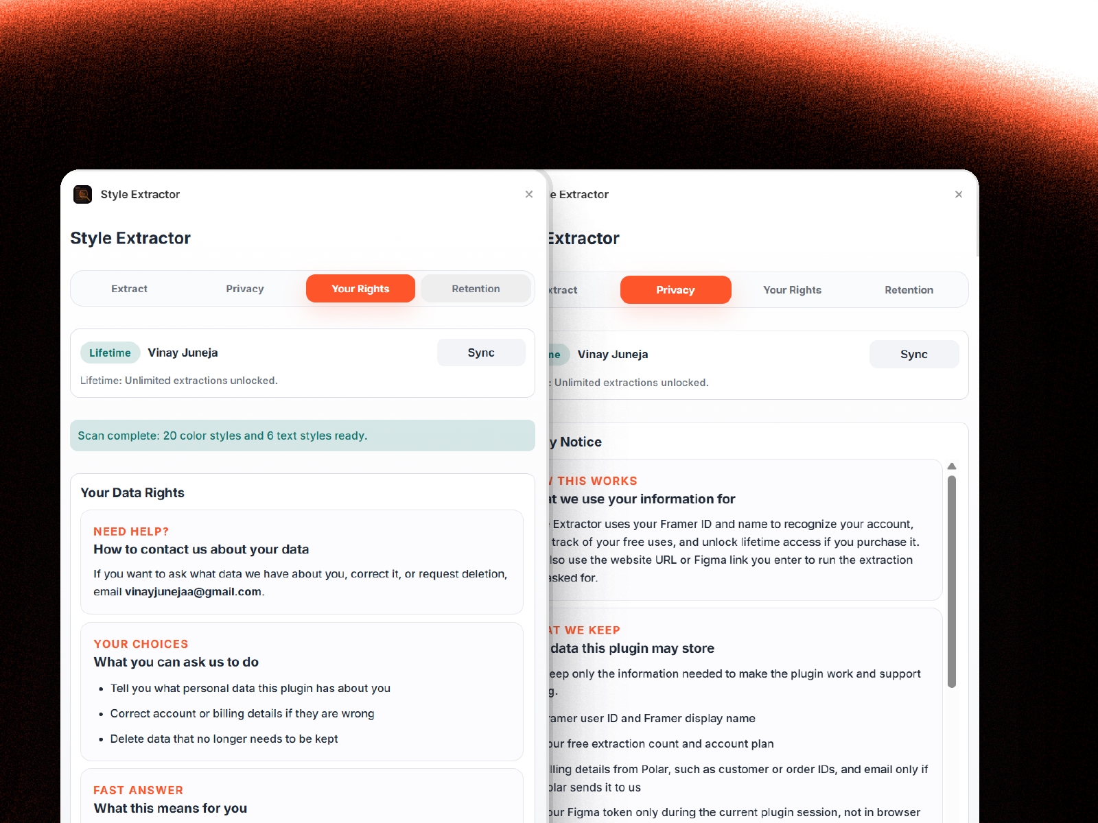 Screenshot 4 for Style Extractor, a Framer Marketplace plugin by Vinay Juneja.
