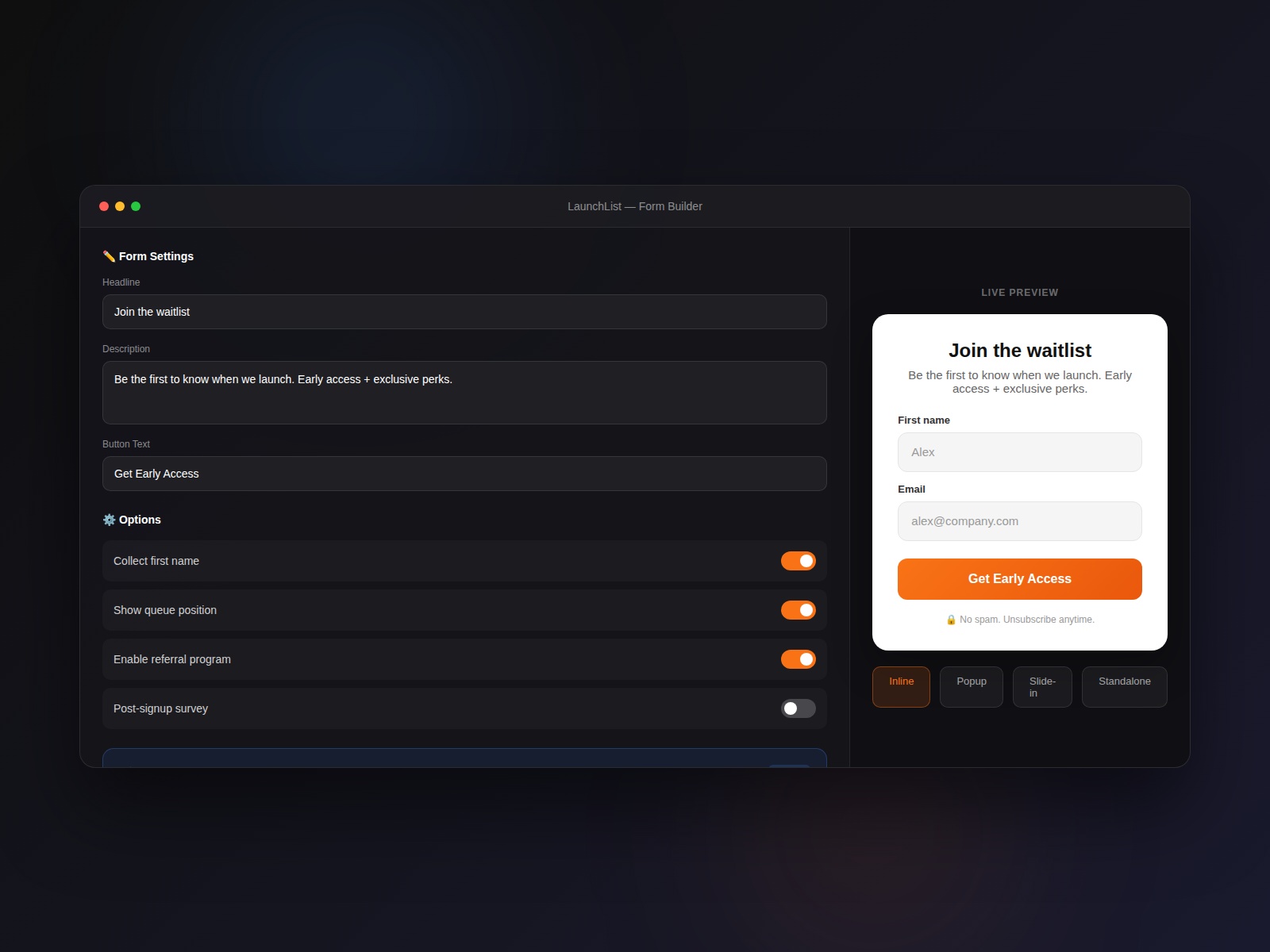 Thumbnail 2 for Launch List, a Framer Marketplace template by Acesley Chan.