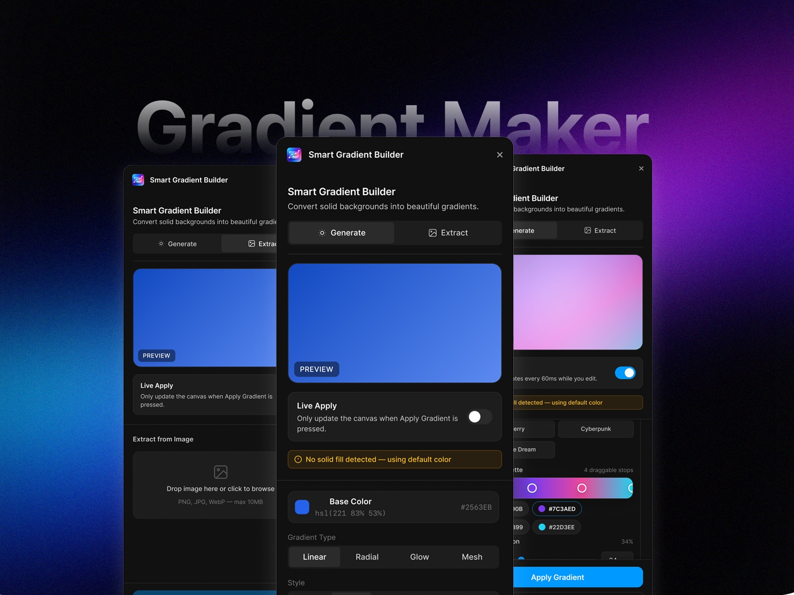 Thumbnail 1 for Smart Gradient Builder, a Framer Marketplace template by ahmad madhoun.