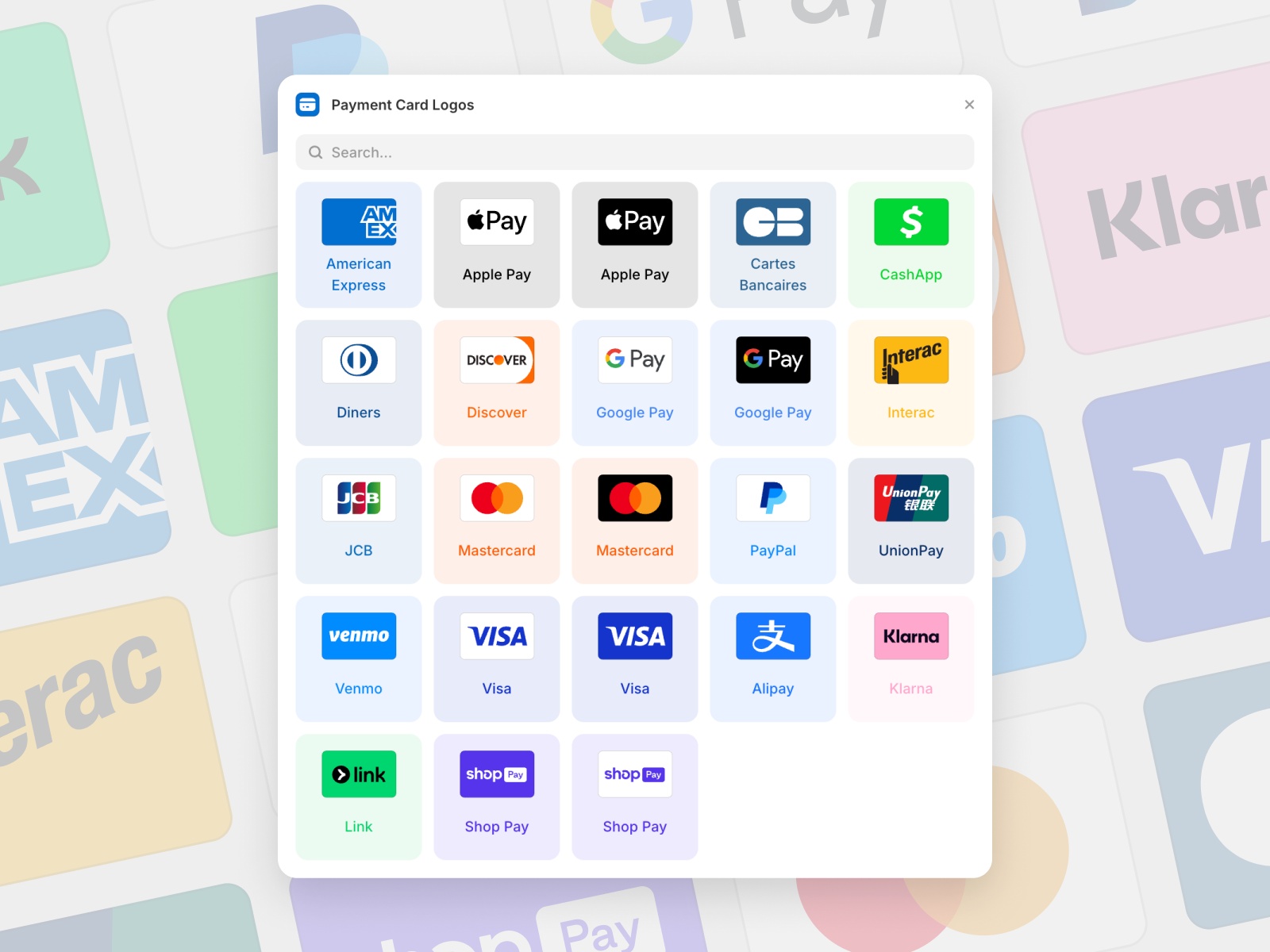 Thumbnail 2 for Payment Card Logos, a Framer Marketplace plugin by Isaac Roberts.
