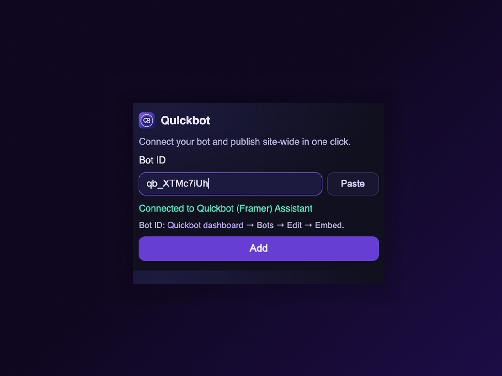 Thumbnail 2 for Quickbot Chat Widget, a Framer Marketplace template by Quickbot.