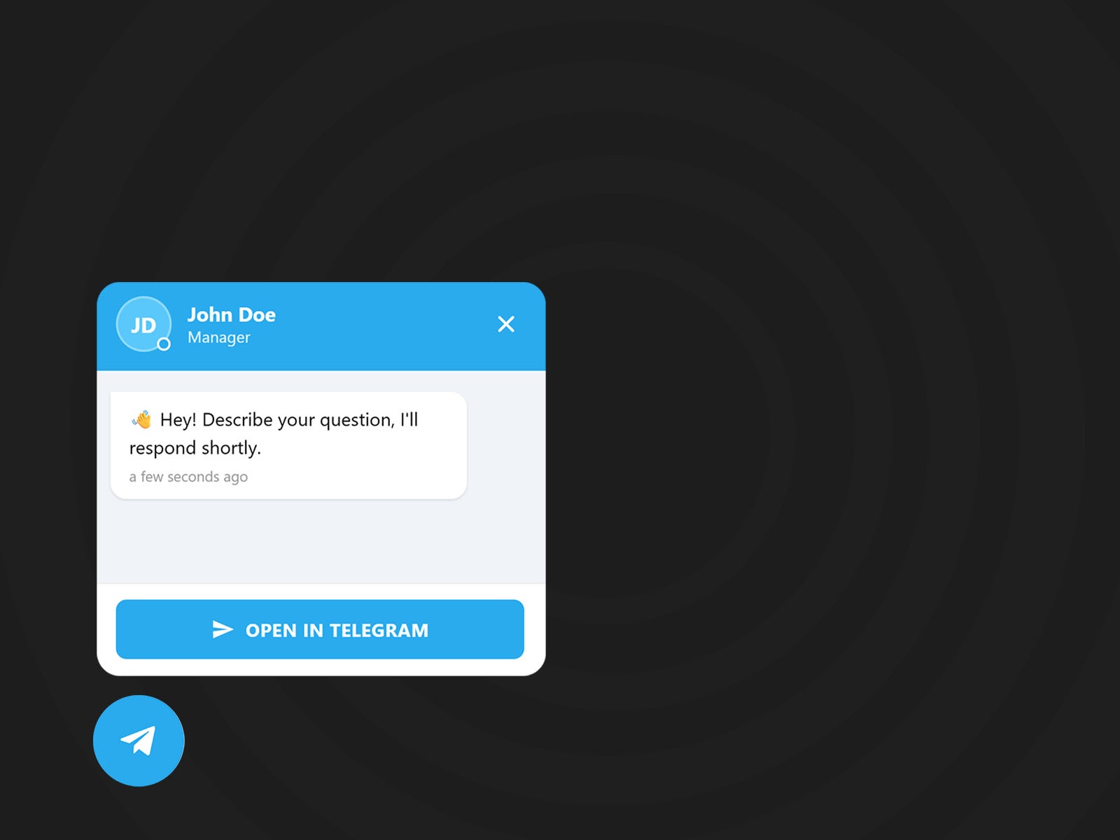 Thumbnail 1 for Telegram Chat Button, a Framer Marketplace template by Ekomobong Otu.