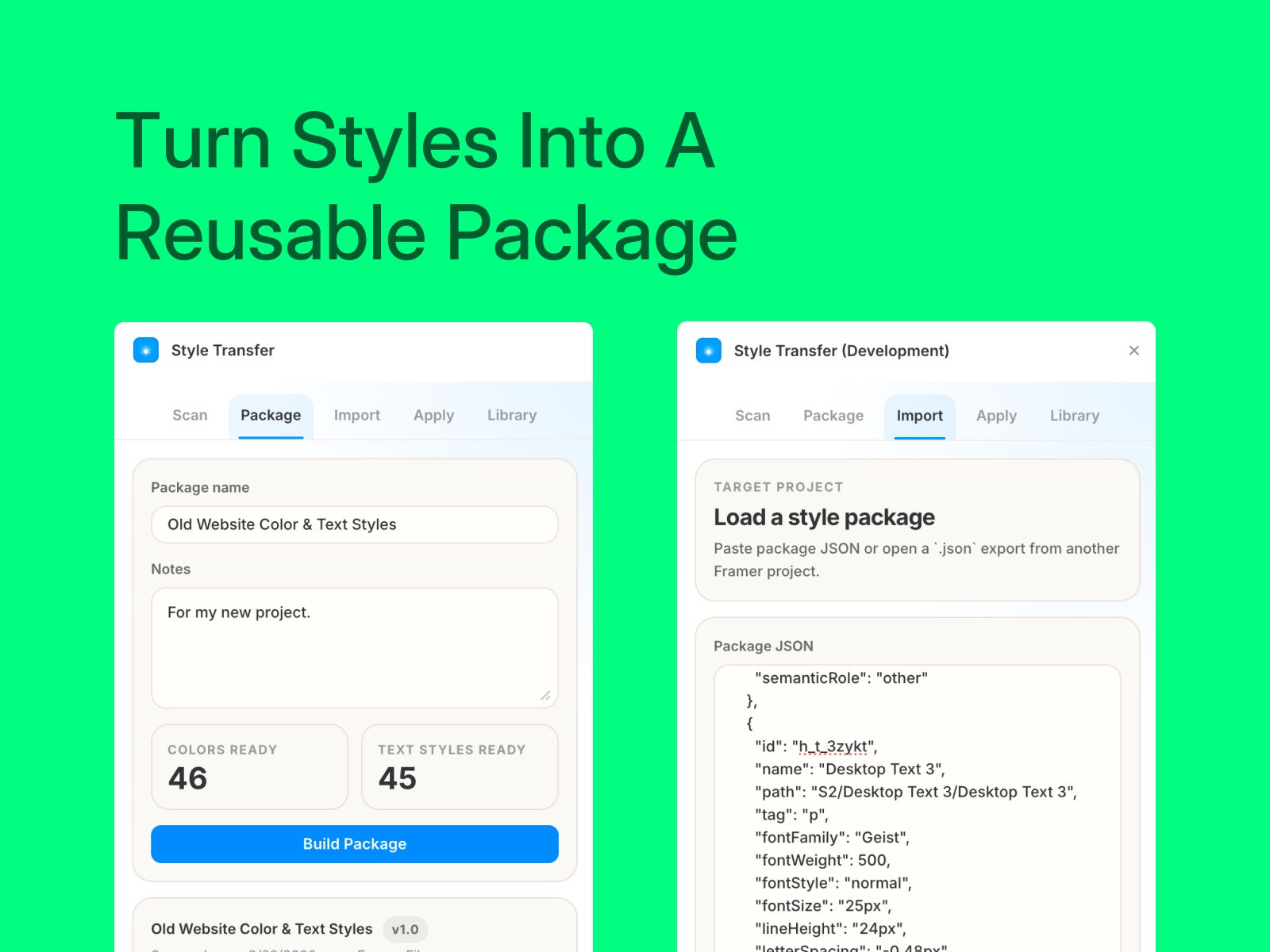 Screenshot 3 for Style Transfer, a Framer Marketplace plugin by Floyka Design Studio.