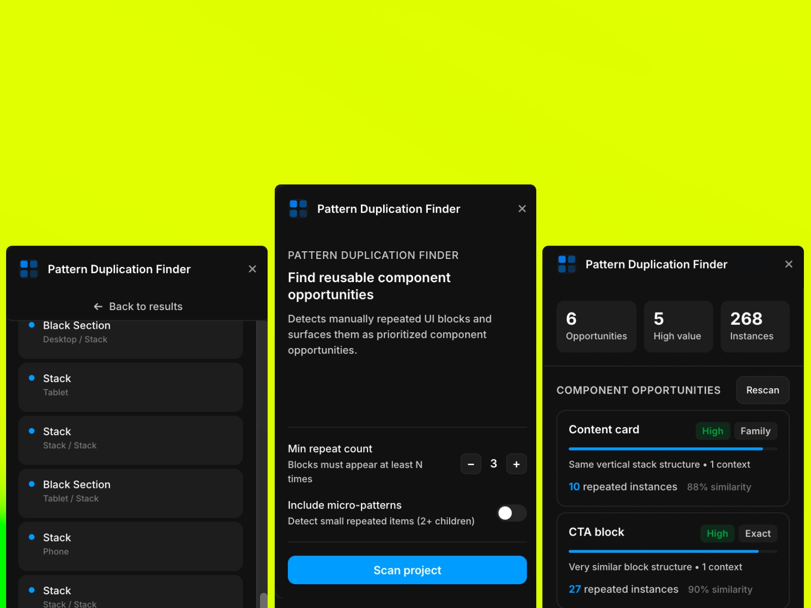 Thumbnail 1 for Pattern Duplication Finder, a Framer Marketplace template by Floyka Design Studio.