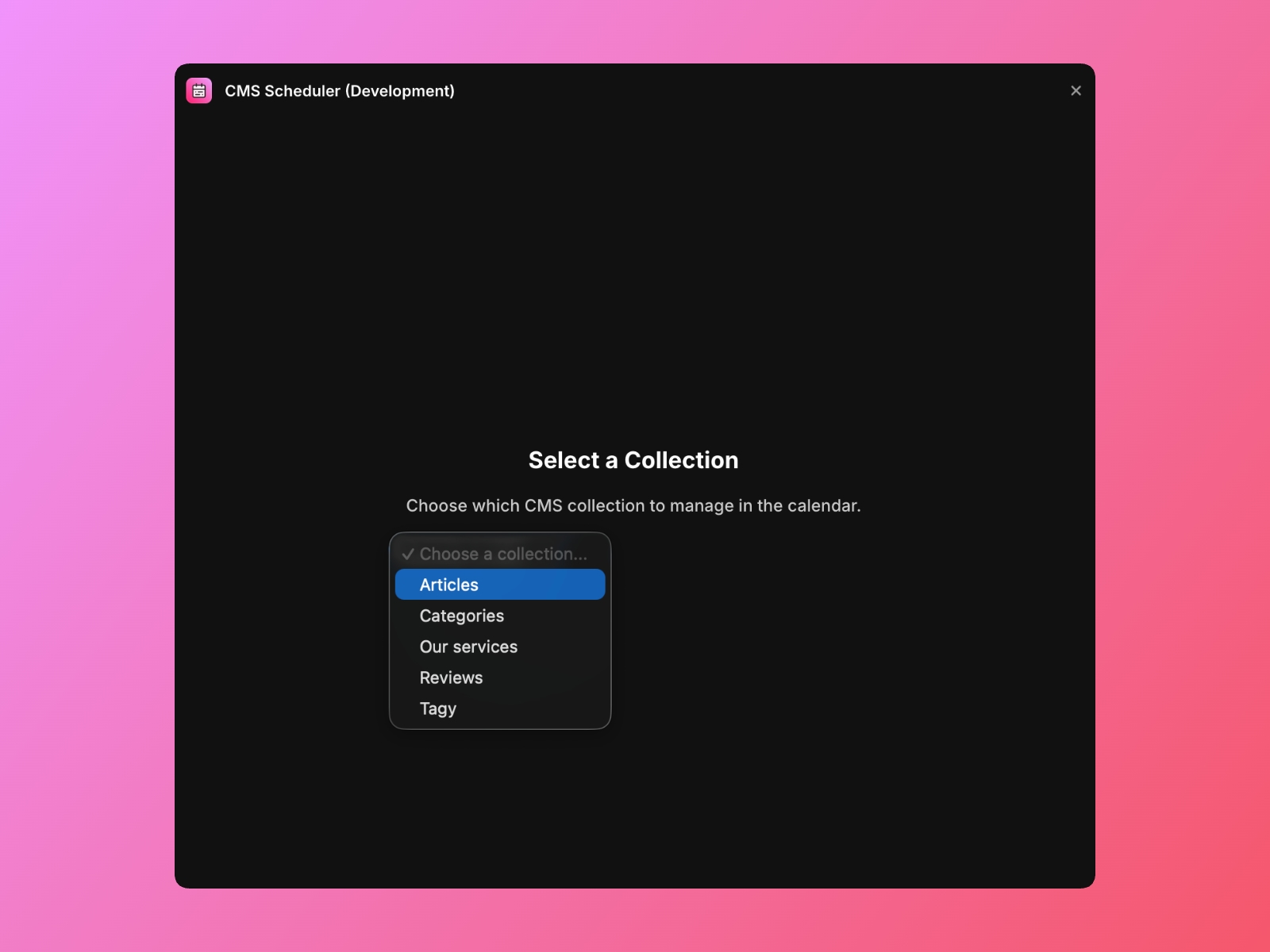 Screenshot 3 for CMS Scheduler, a Framer Marketplace plugin by Adam Tretera.