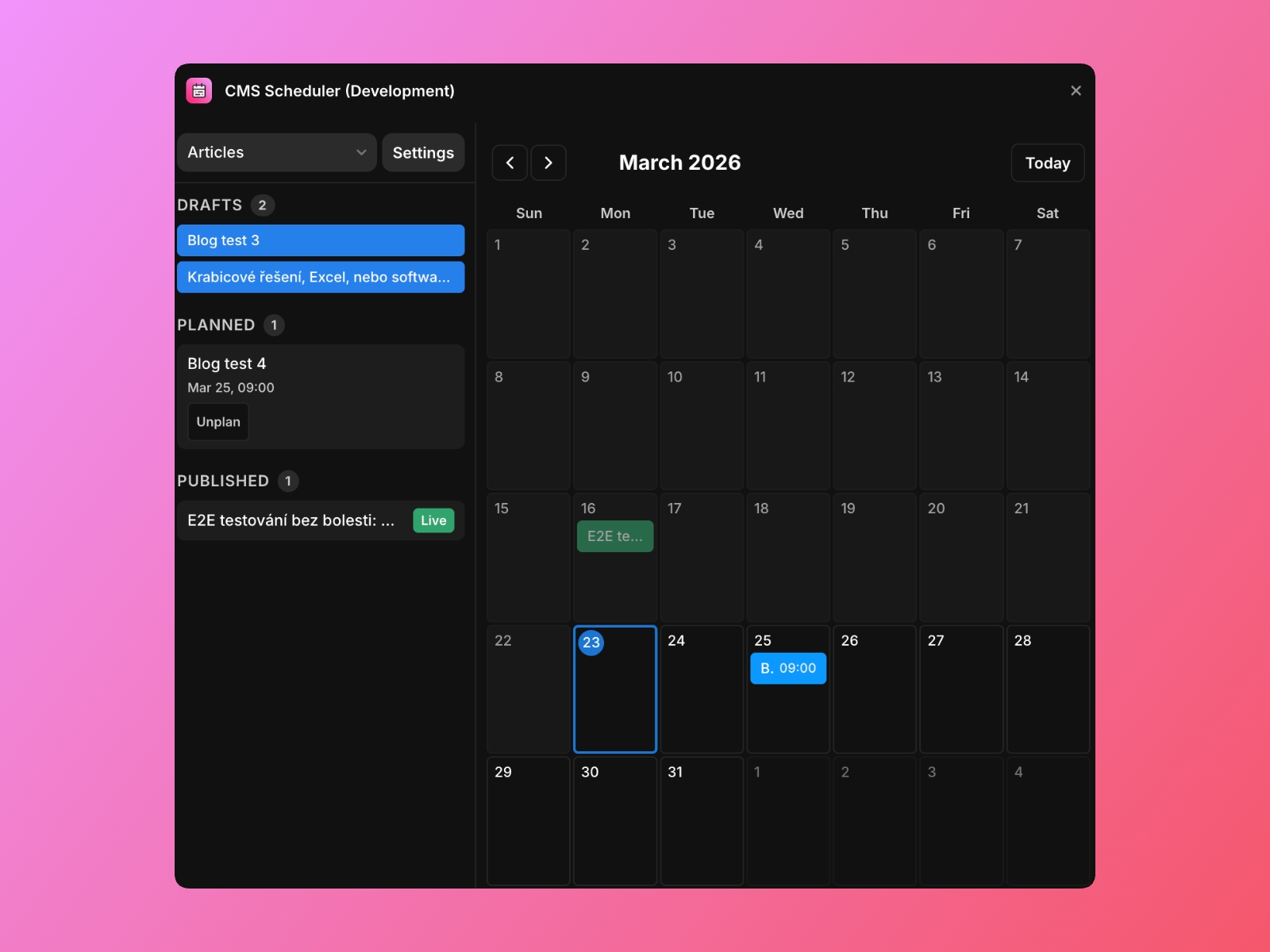 Thumbnail 1 for CMS Scheduler, a Framer Marketplace template by Adam Tretera.