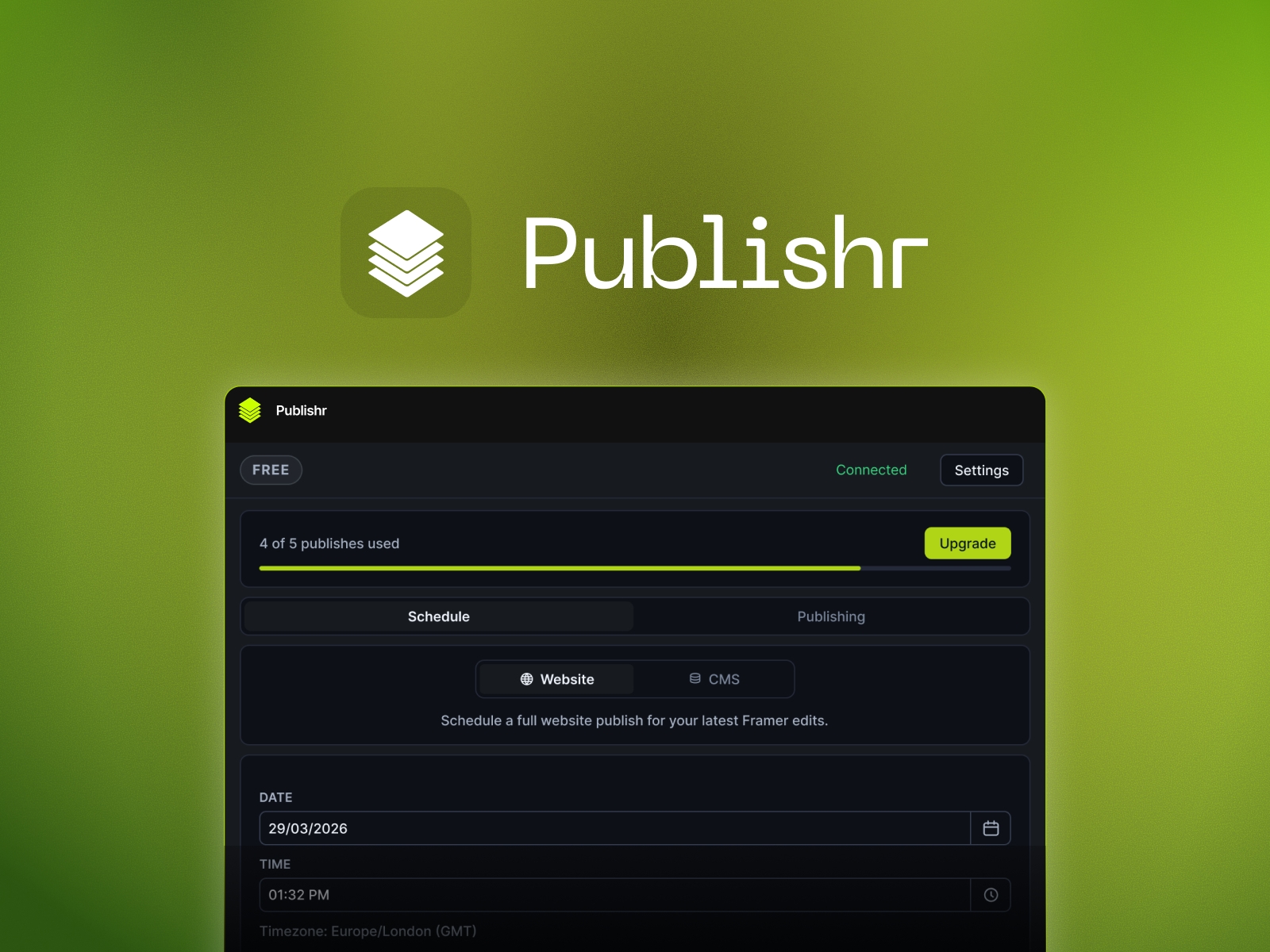 Thumbnail 1 for Publishr, a Framer Marketplace template by 19.Studio.
