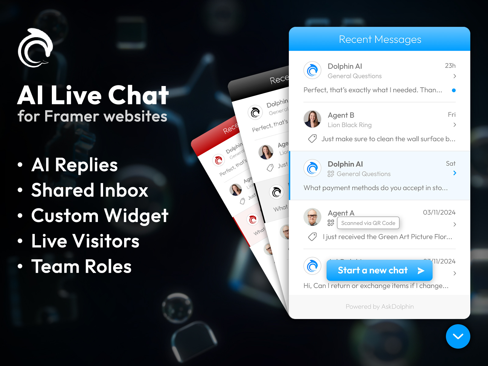 Thumbnail 2 for Live Chat & AI — AskDolphin, a Framer Marketplace template by AskDolphin.