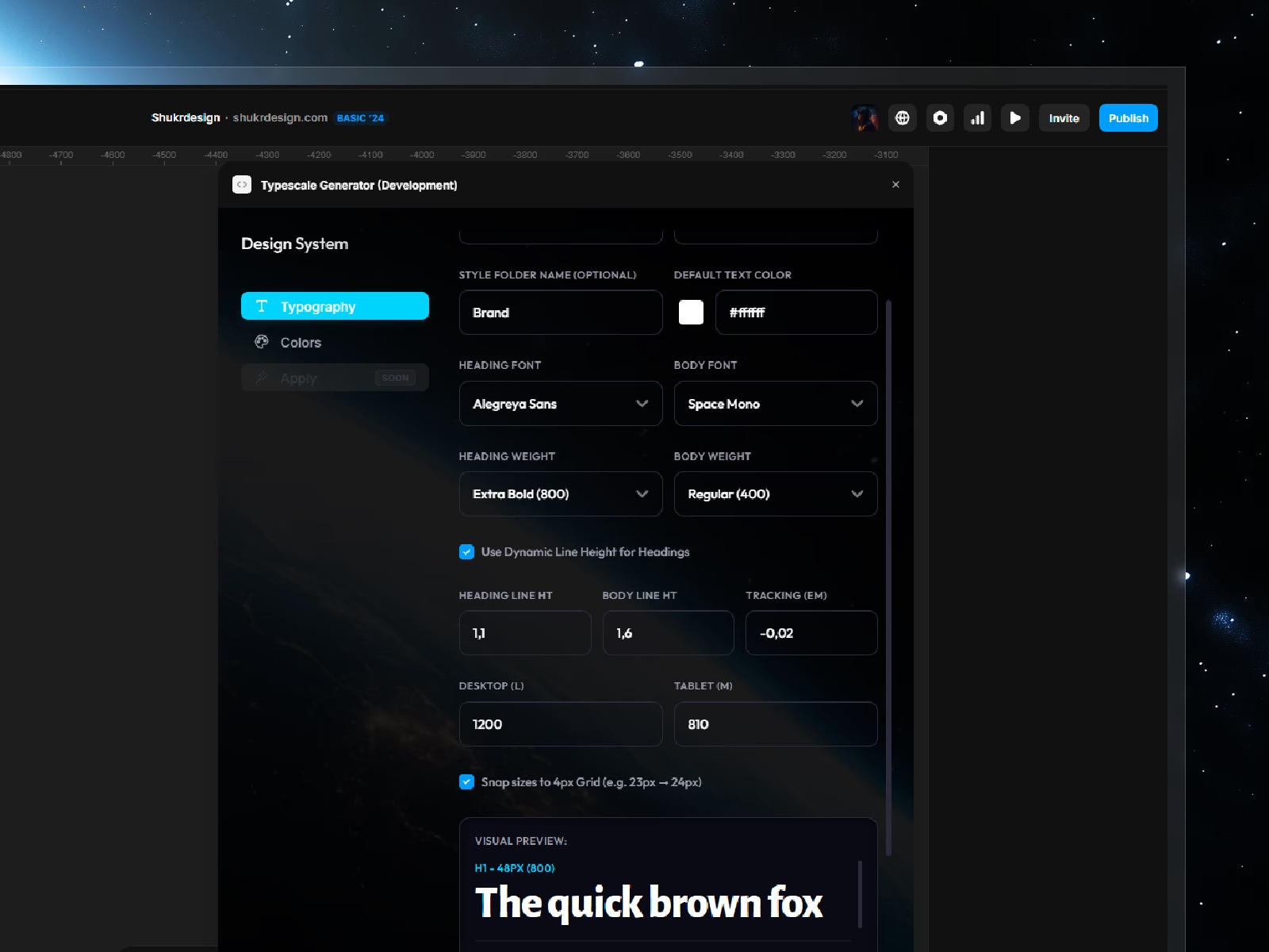 Screenshot 3 for Shukr Systemic Typescale, a Framer Marketplace plugin by Shukr Design.