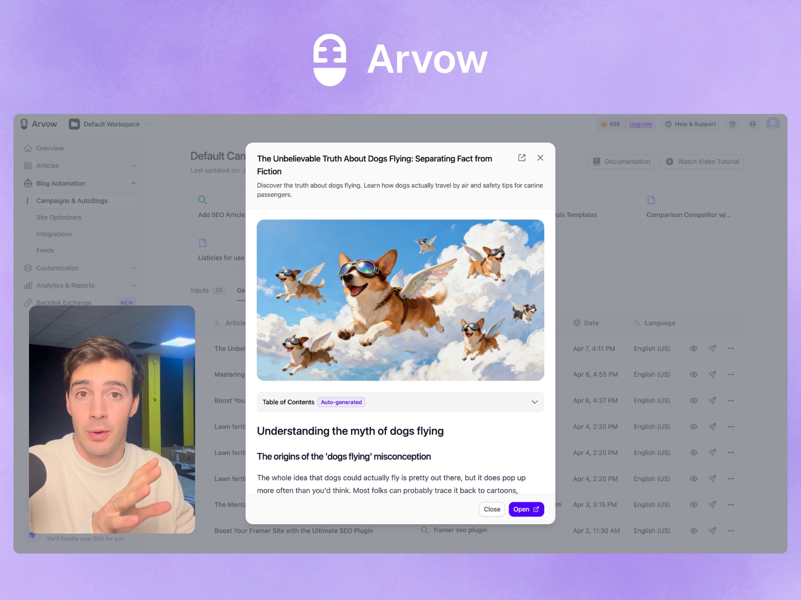 Thumbnail 1 for Arvow — AI SEO & Blog, a Framer Marketplace template by Vasco Monteiro.