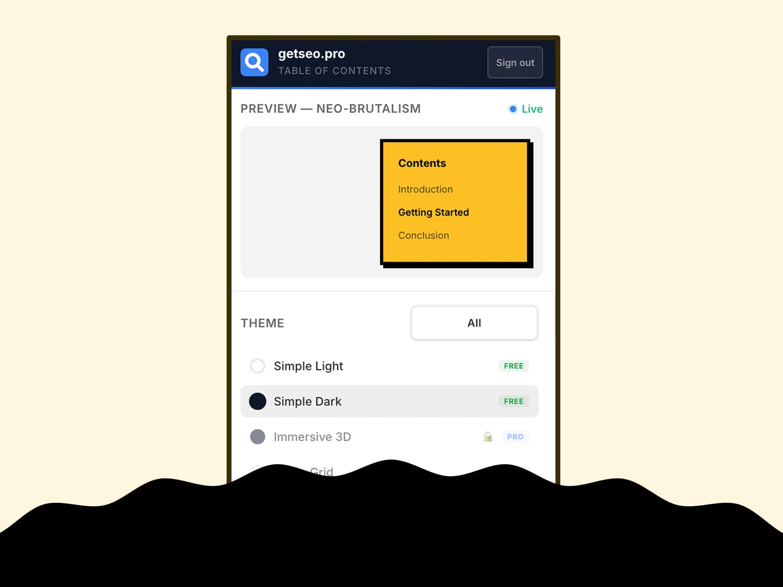 Table of Contents by getseo.pro