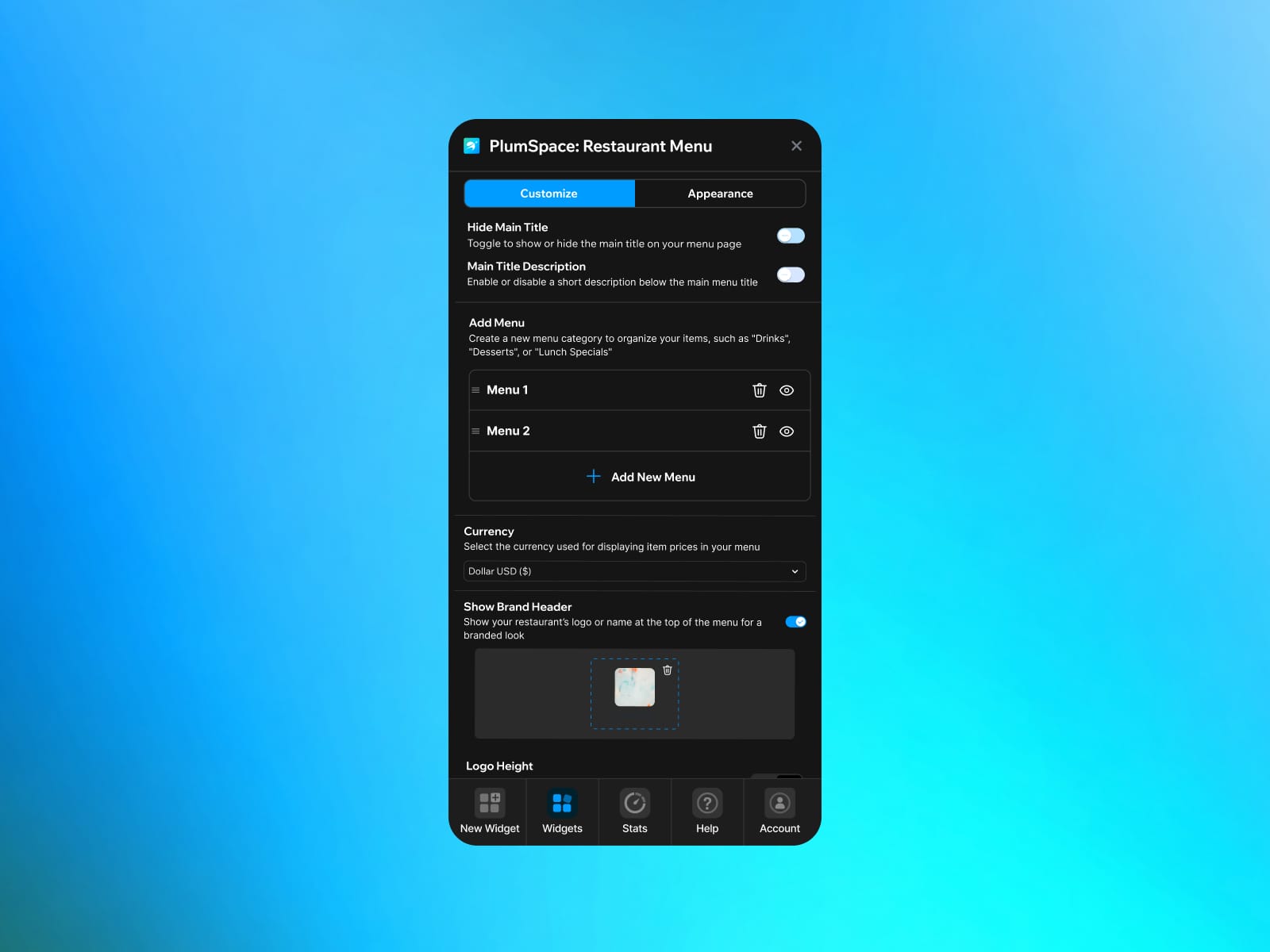 PlumSpace: Restaurant Menu
