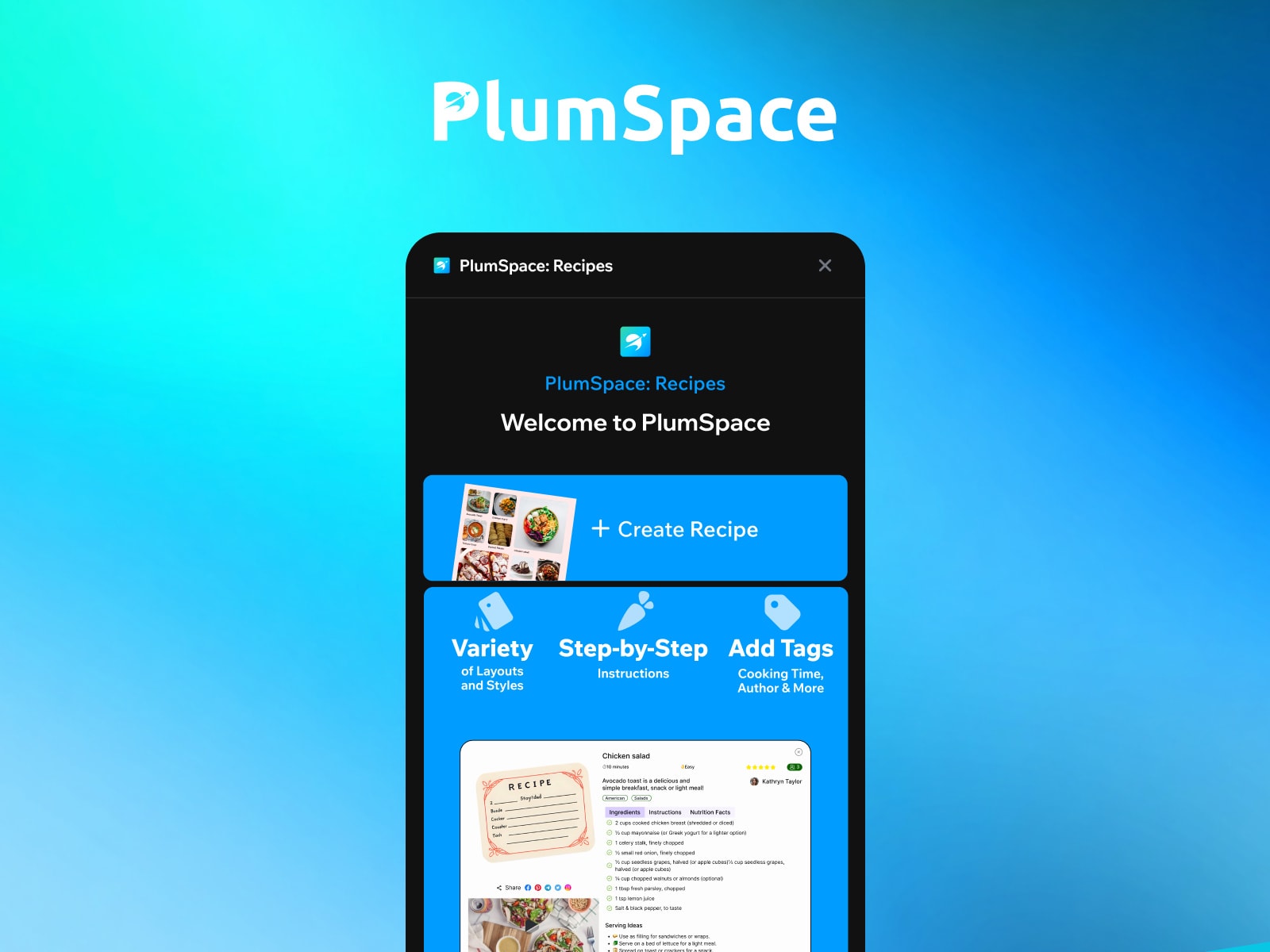 PlumSpace: Recipes Kit