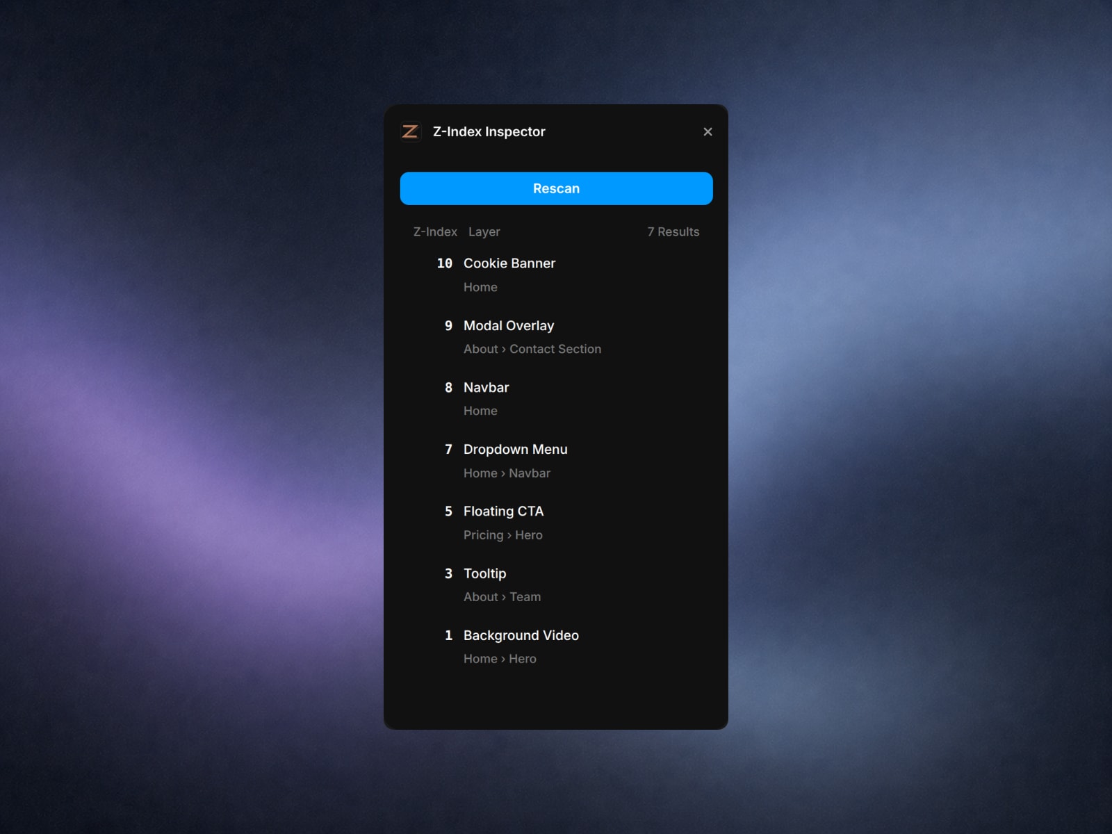 Z-Index Inspector