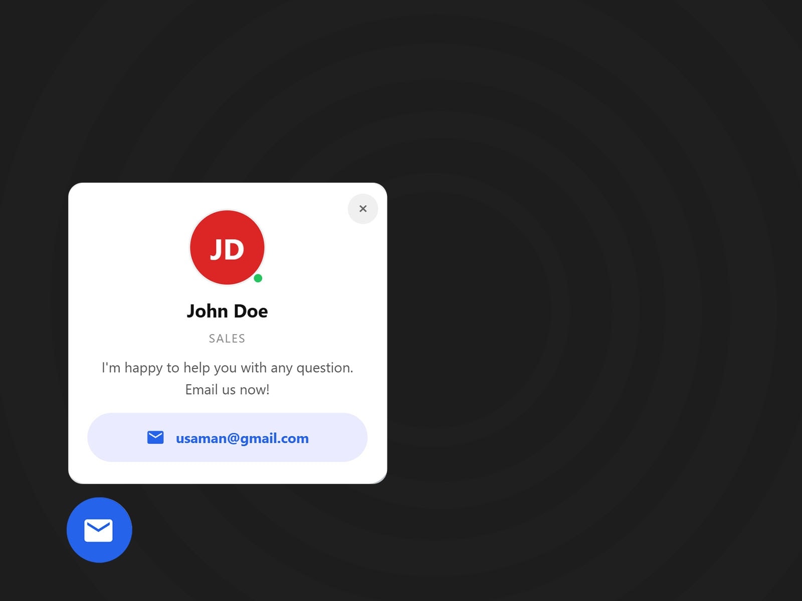 Floating Email Contact Button