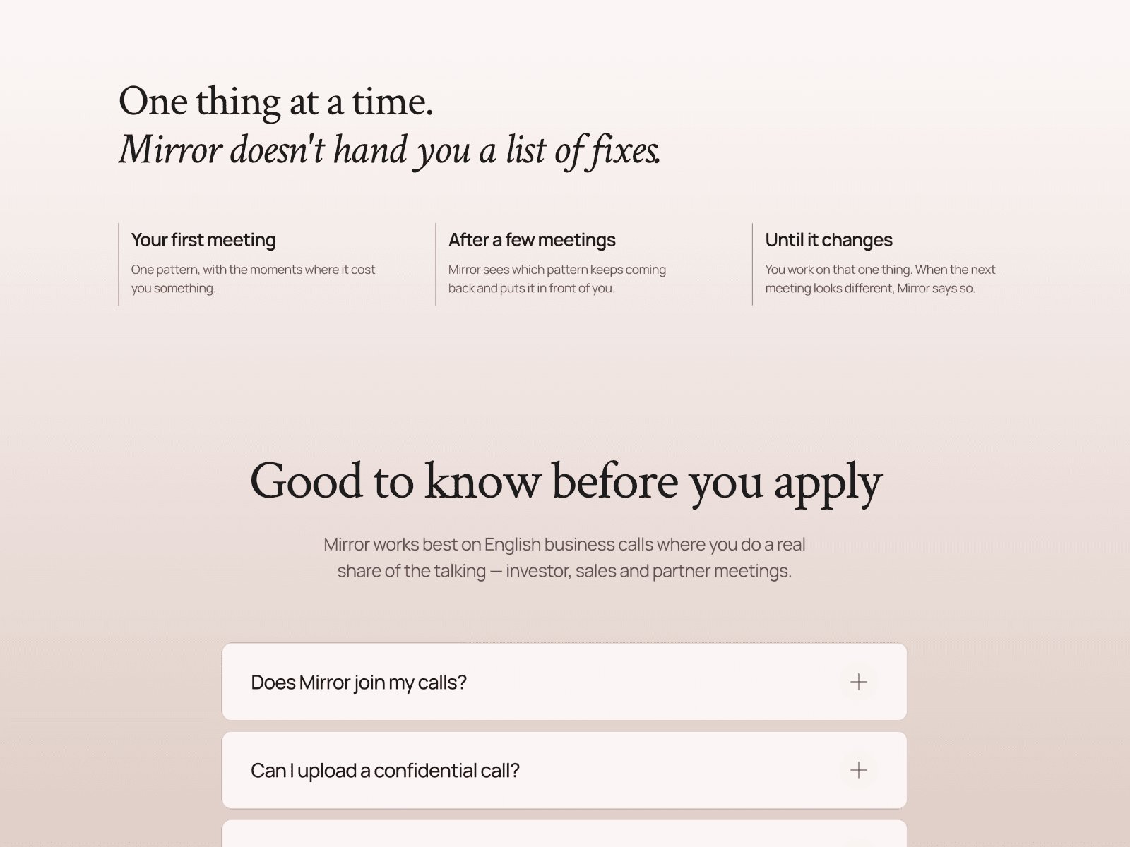 Mirror Landing Page