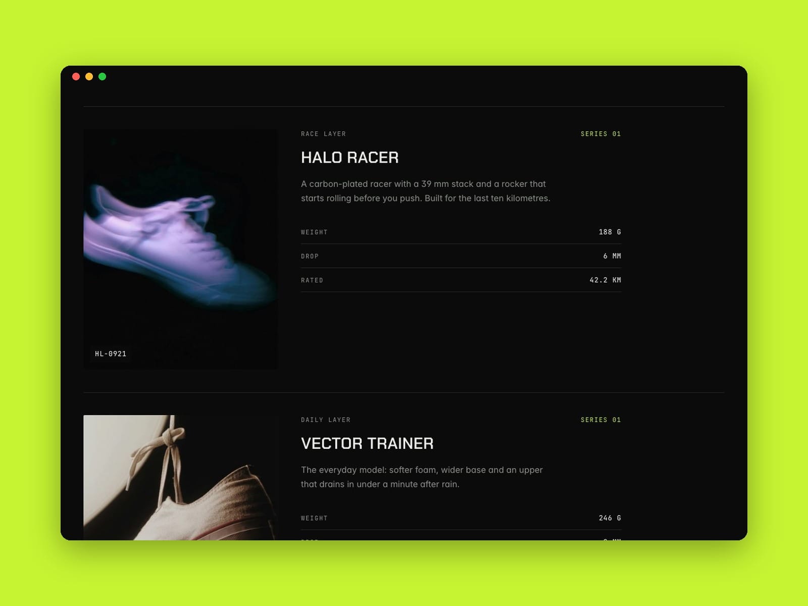 Running Shoe Page