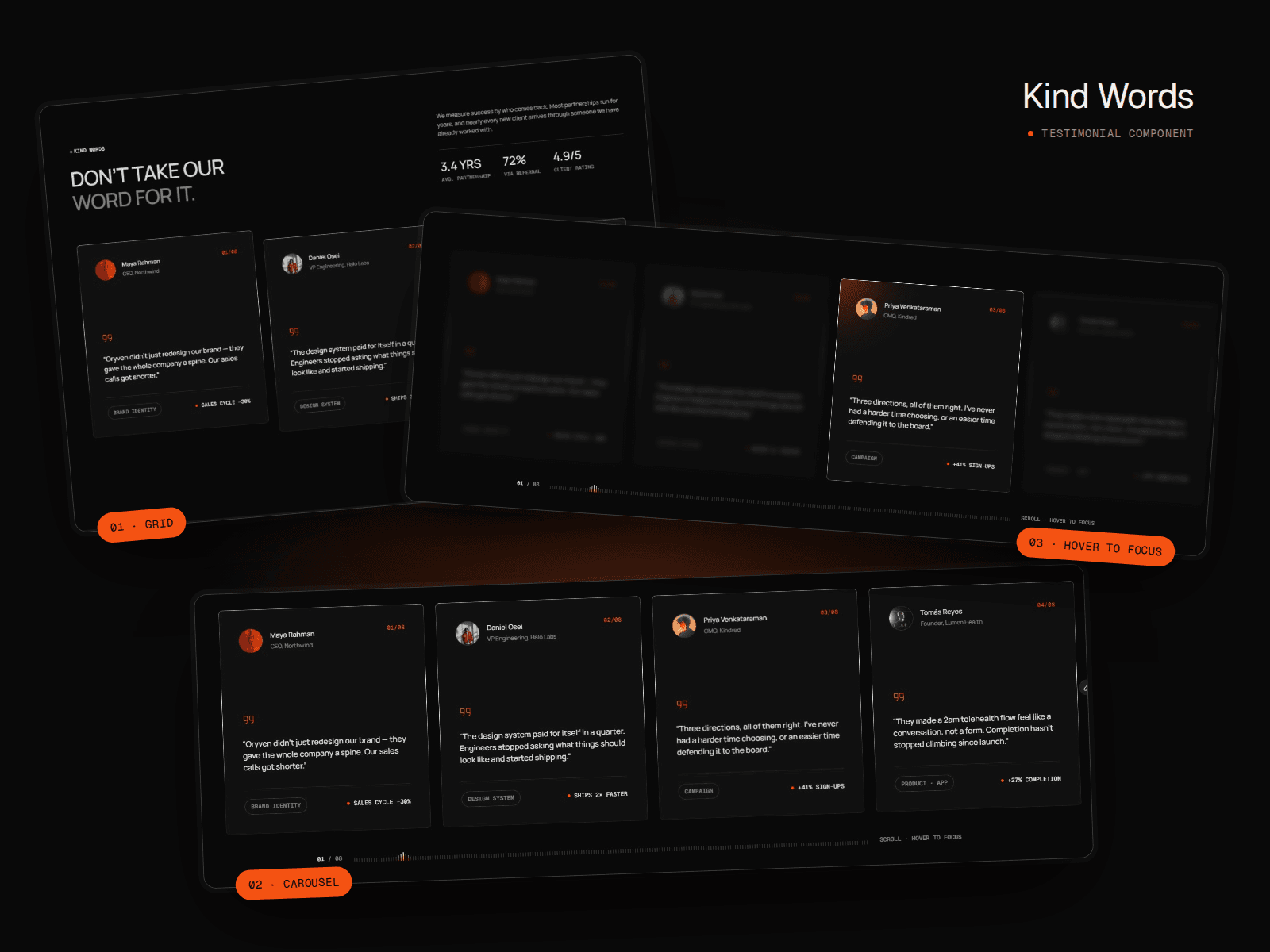 Pinned Testimonials