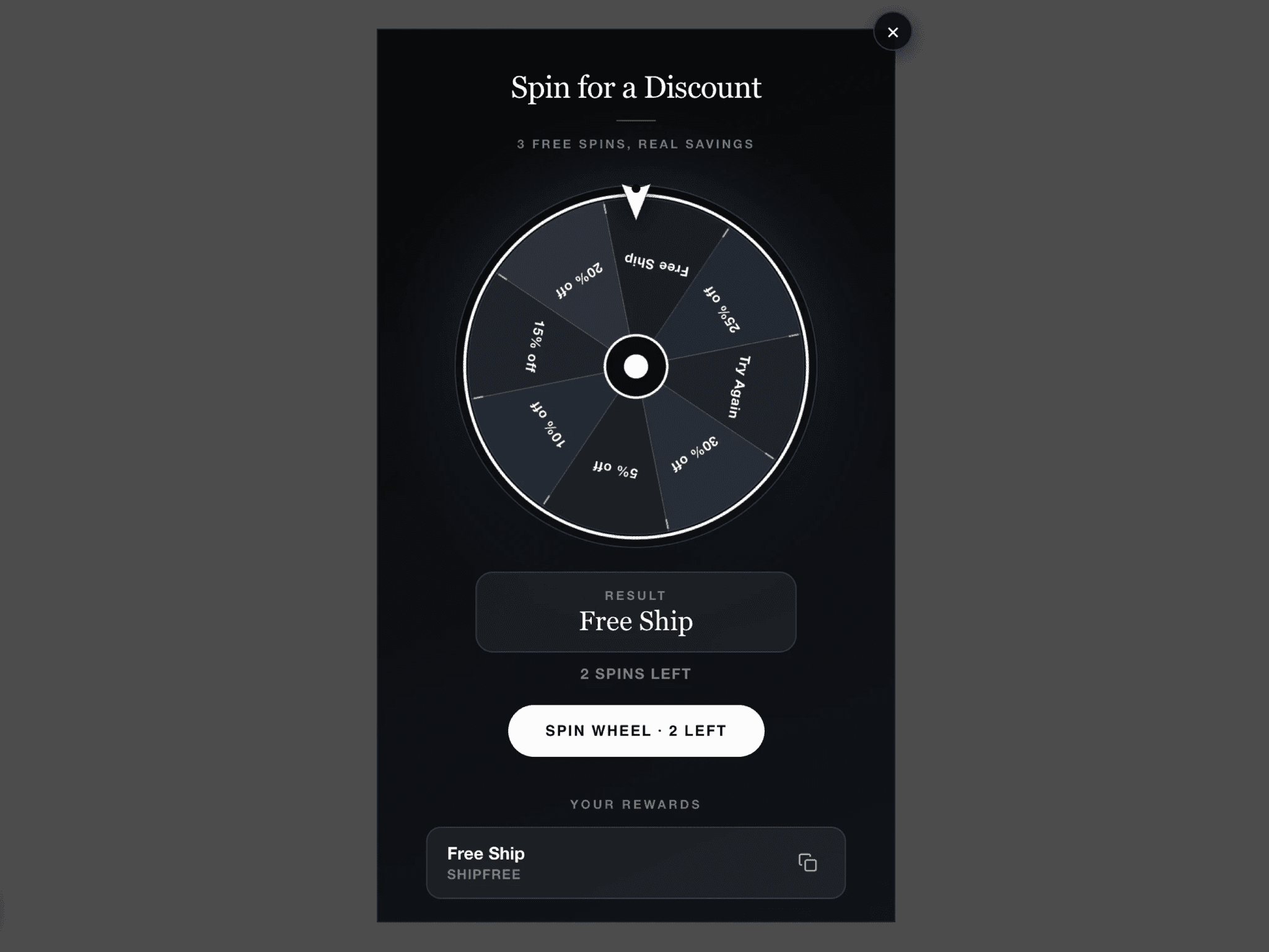 Spin Wheel Popup