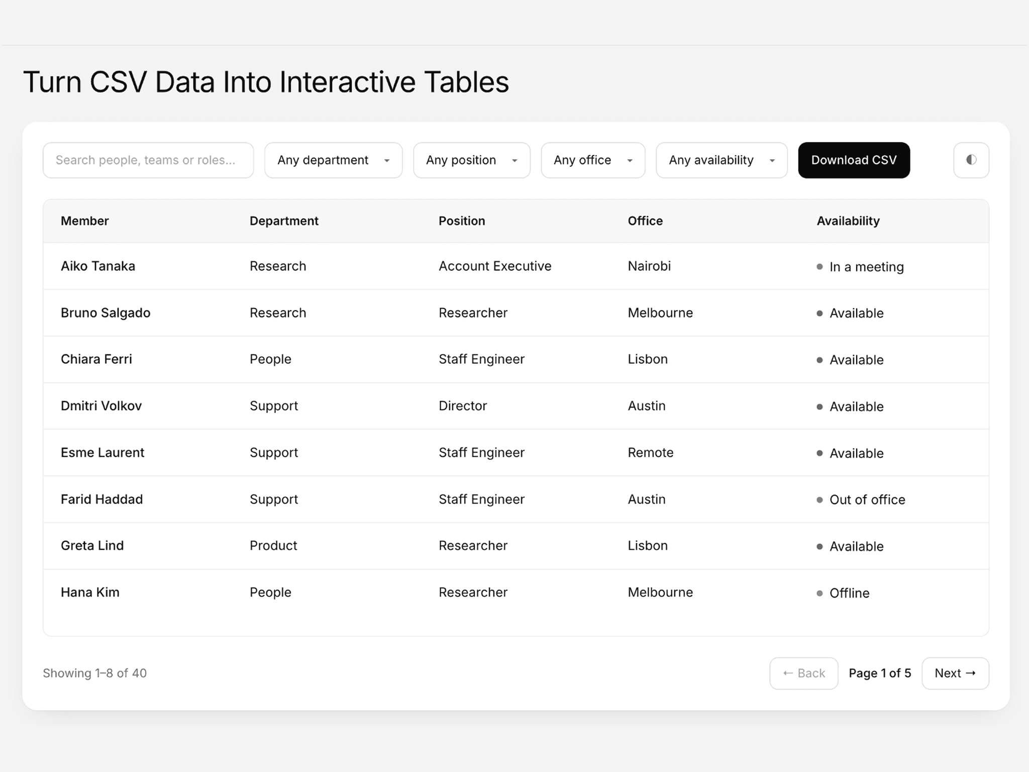 DataFlow Table
