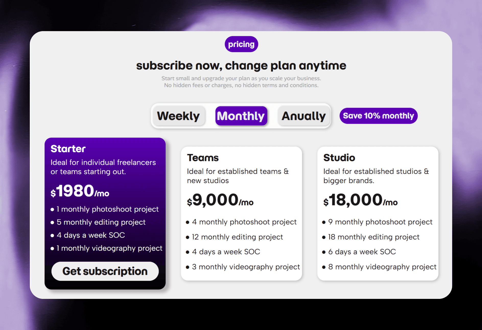 PRICING TIMELINE