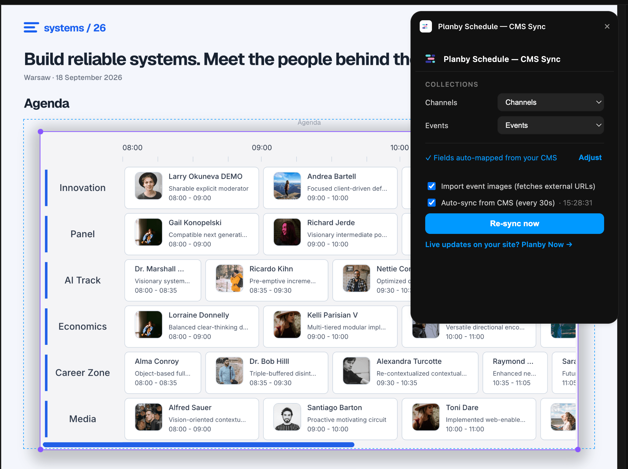 Planby Schedule — CMS Sync