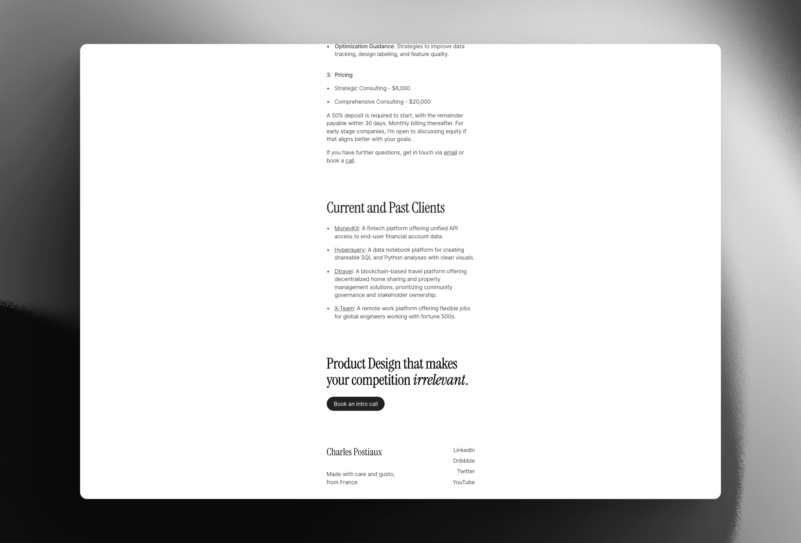 Screenshot 4 for Simplistic, a Framer Marketplace template by Charles Postiaux.