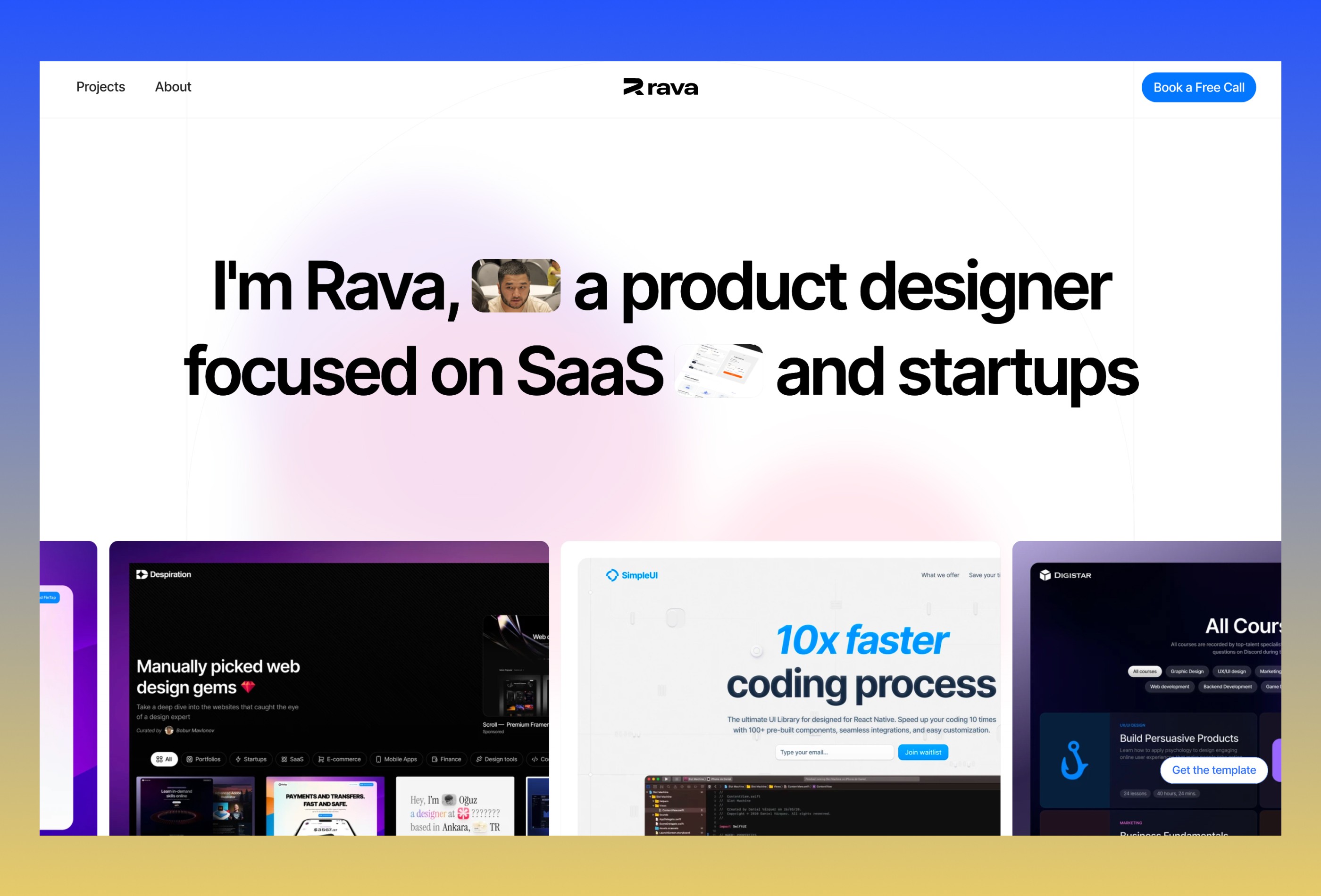 Screenshot 2 for Rava, a Framer Marketplace template by Bobur Mavlonov.