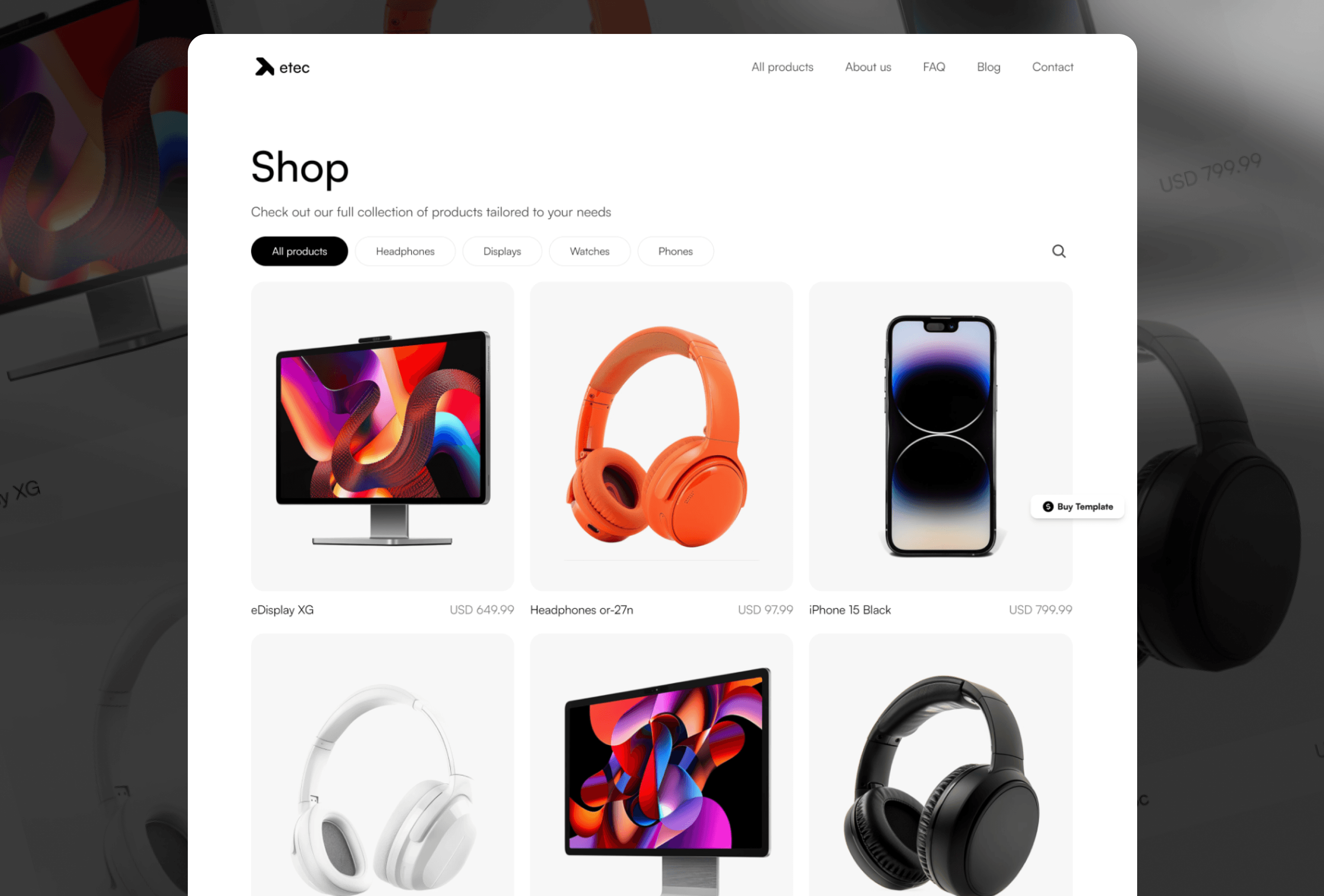 Screenshot 3 for Etec, a Framer Marketplace template by Tolv.Studio.