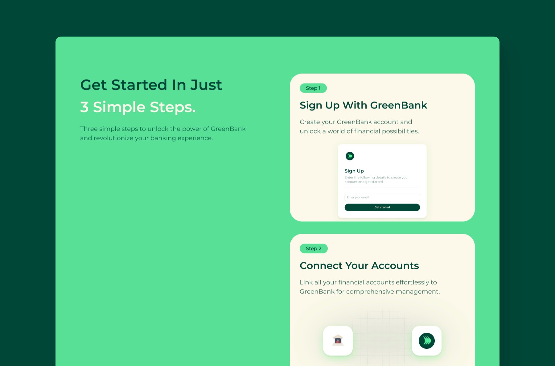 Screenshot 4 for GreenBank, a Framer Marketplace template by Breeje Anadkat.