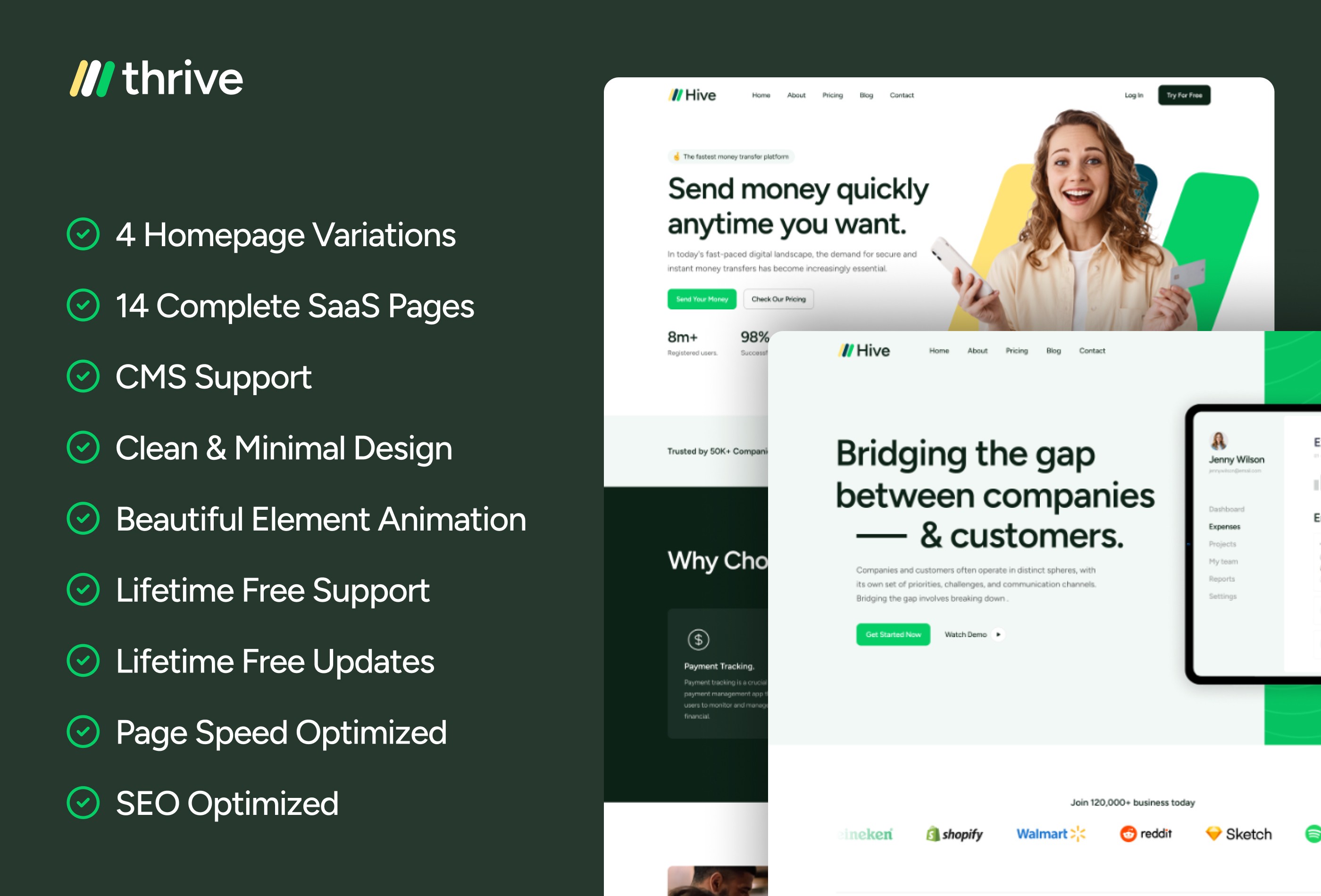 Screenshot 2 for Thrive, a Framer Marketplace template by Framerbite.
