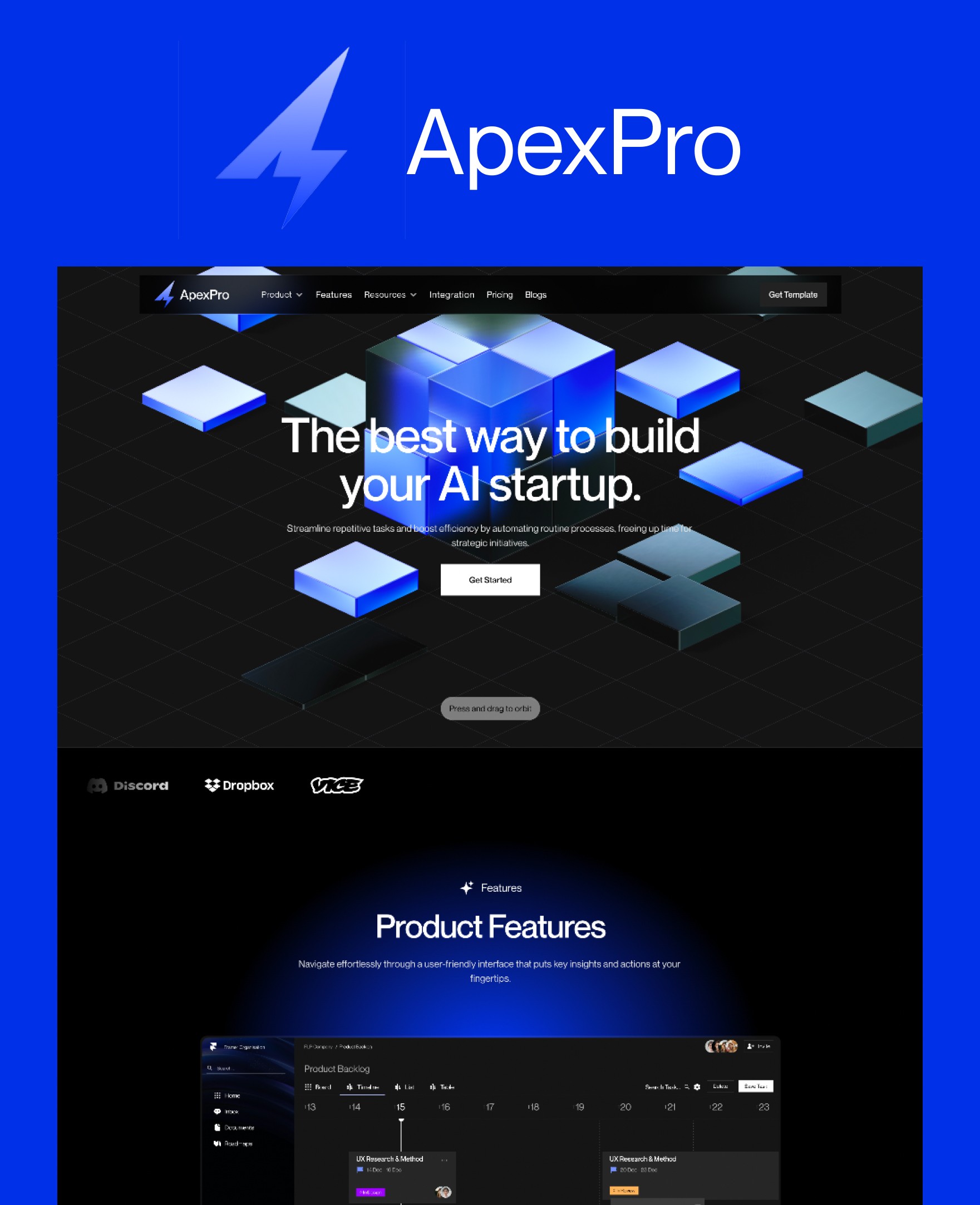 Screenshot 1 for ApexPro, a Framer Marketplace template by FTC Studio.