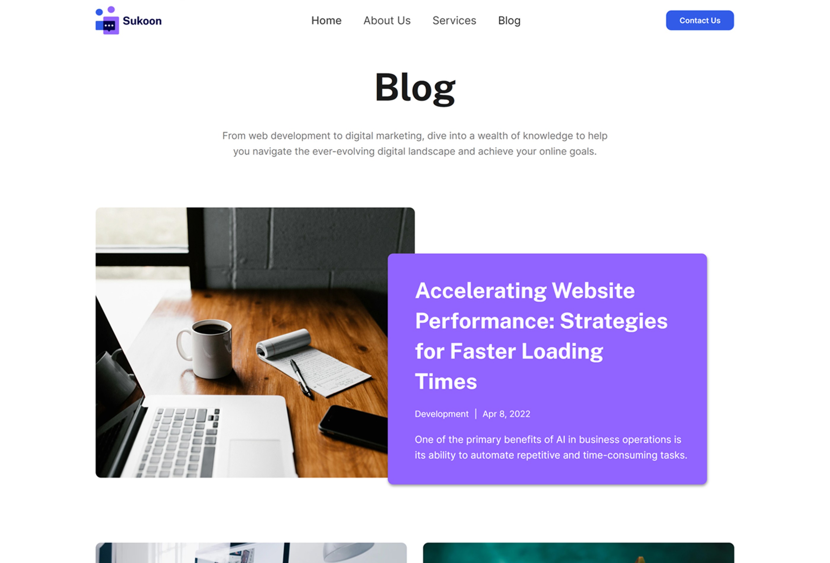 Screenshot 4 for Sukoon, a Framer Marketplace template by Template Theater.