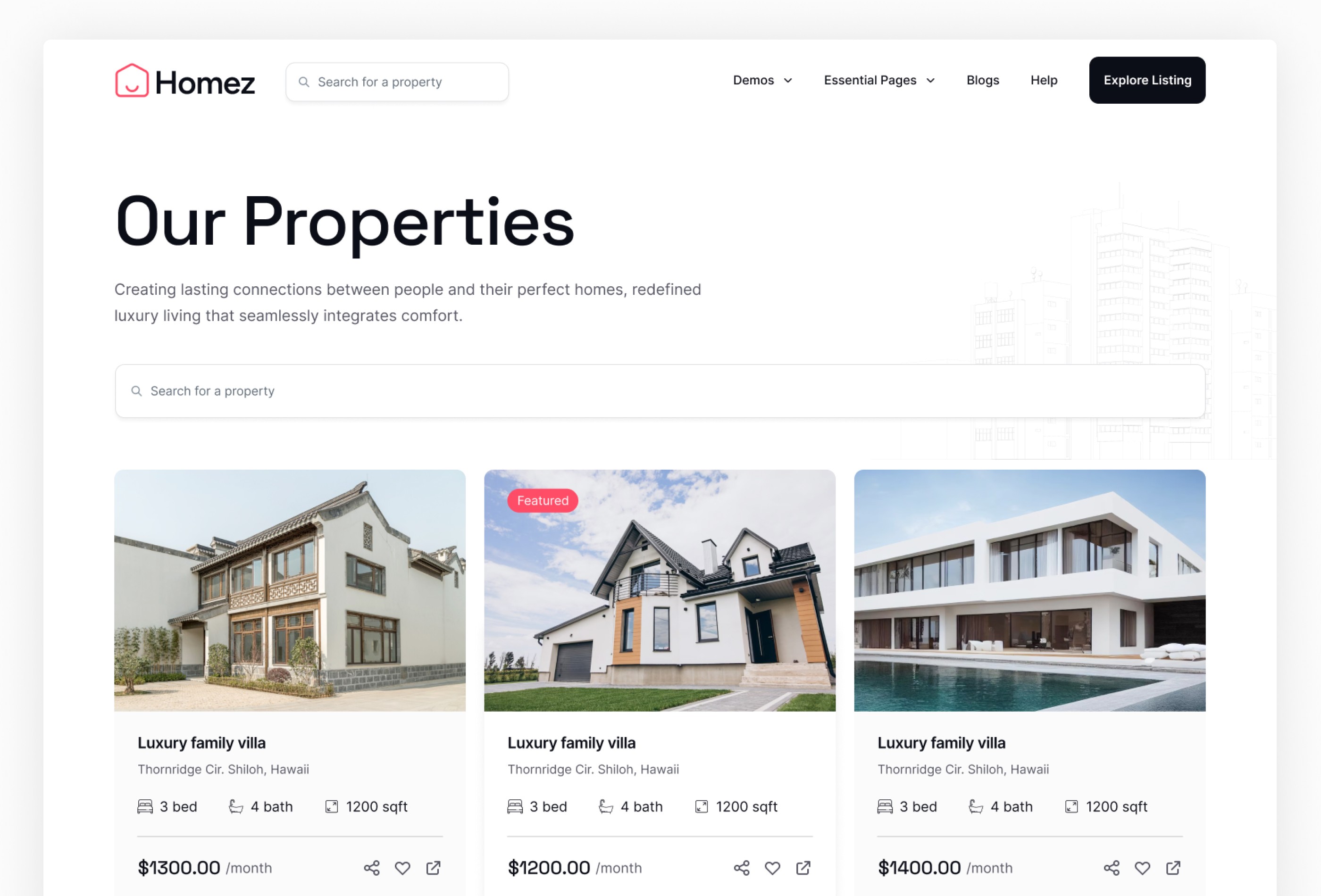 Screenshot 3 for Homez, a Framer Marketplace template by Framerbite.
